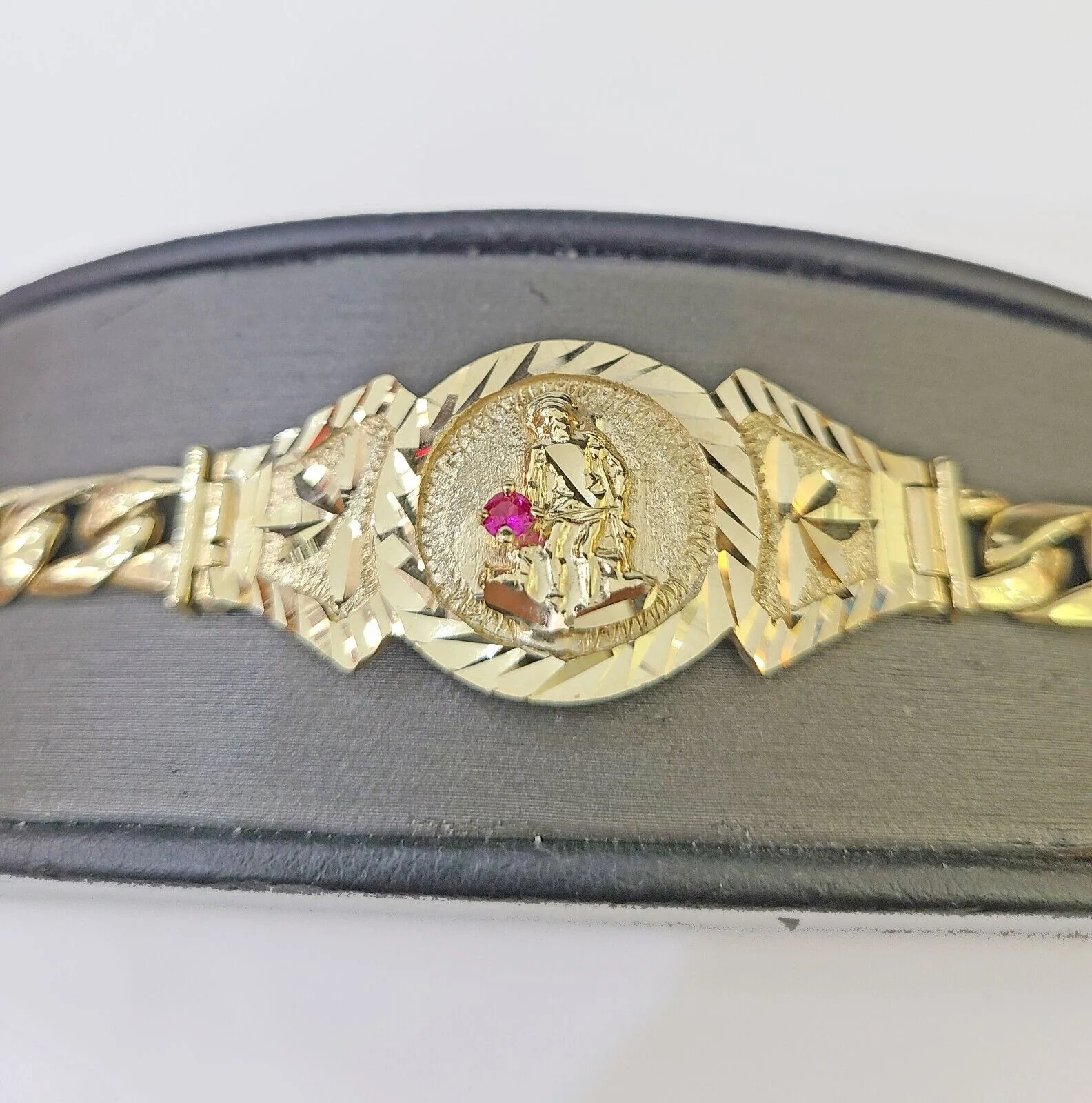10k Gold St Lazaro Miami Cuban Bracelet Size 8" Inches 8mm 10kt Mens Ladies - Image 8