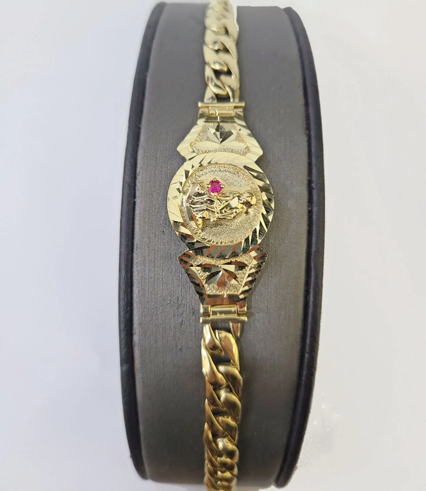 10k Gold St Lazaro Miami Cuban Bracelet Size 8" Inches 8mm 10kt Mens Ladies - Image 9