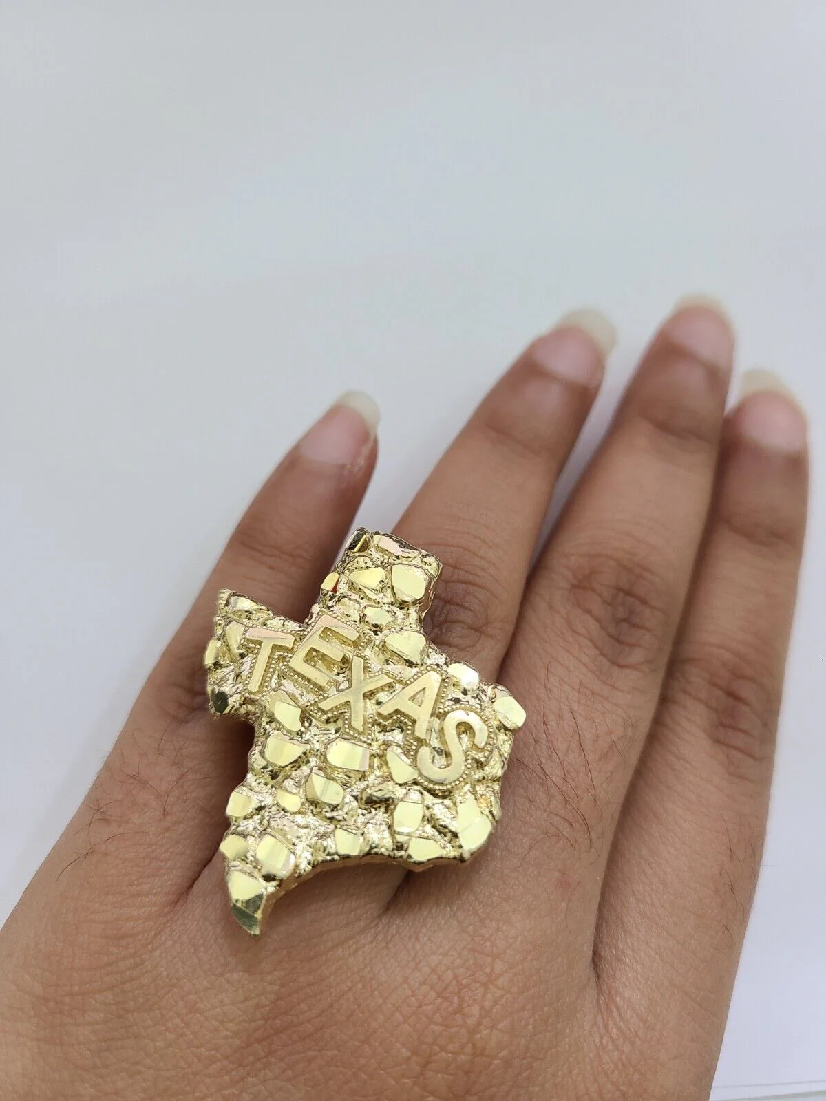 10k Gold Texas Map Nugget Ring Casual Men's Band New REAL Yellow All Sizes - Image 6