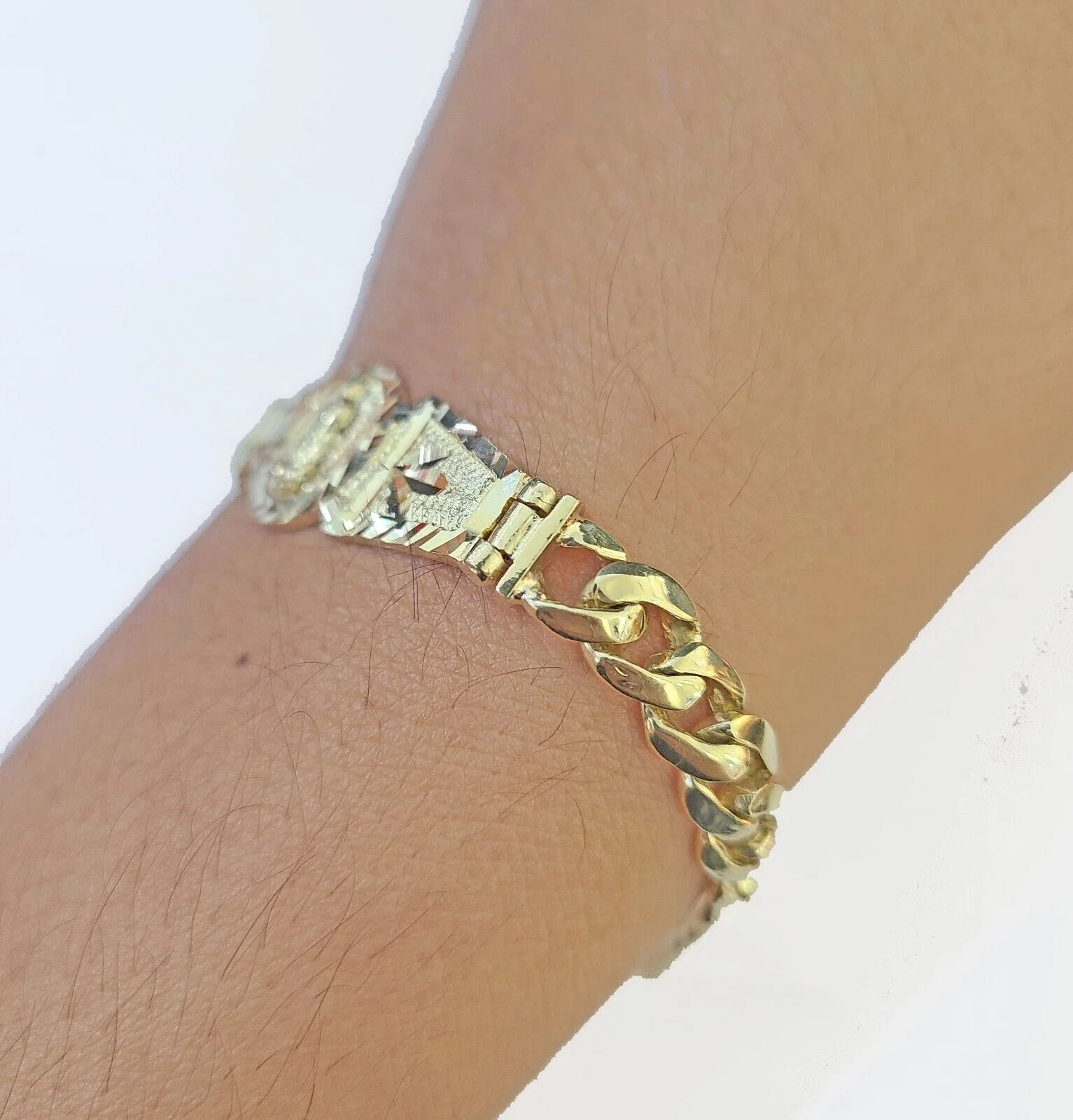 10k Gold Virgin Mary Miami Cuban Bracelet Size 8" Inches 7mm 10kt Mens Ladies - Image 7