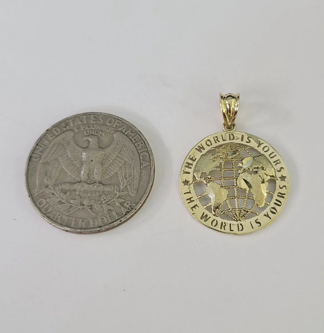10k Gold World is Yours Charm Miami Cuban Chain 3mm 18"-28" Necklace Pendant Set - Image 3
