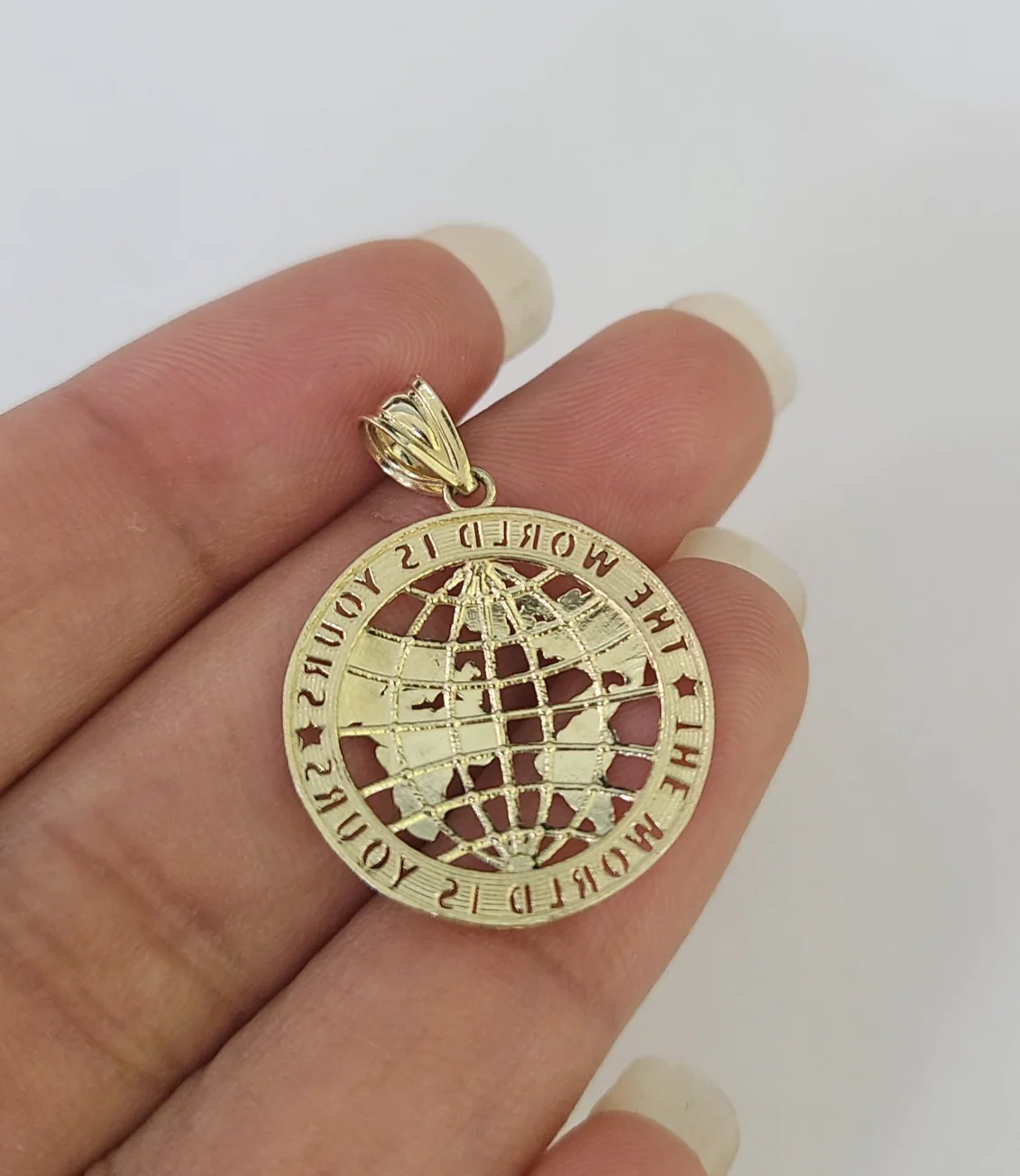 10k Gold World is Yours Charm Miami Cuban Chain 3mm 18"-28" Necklace Pendant Set - Image 7