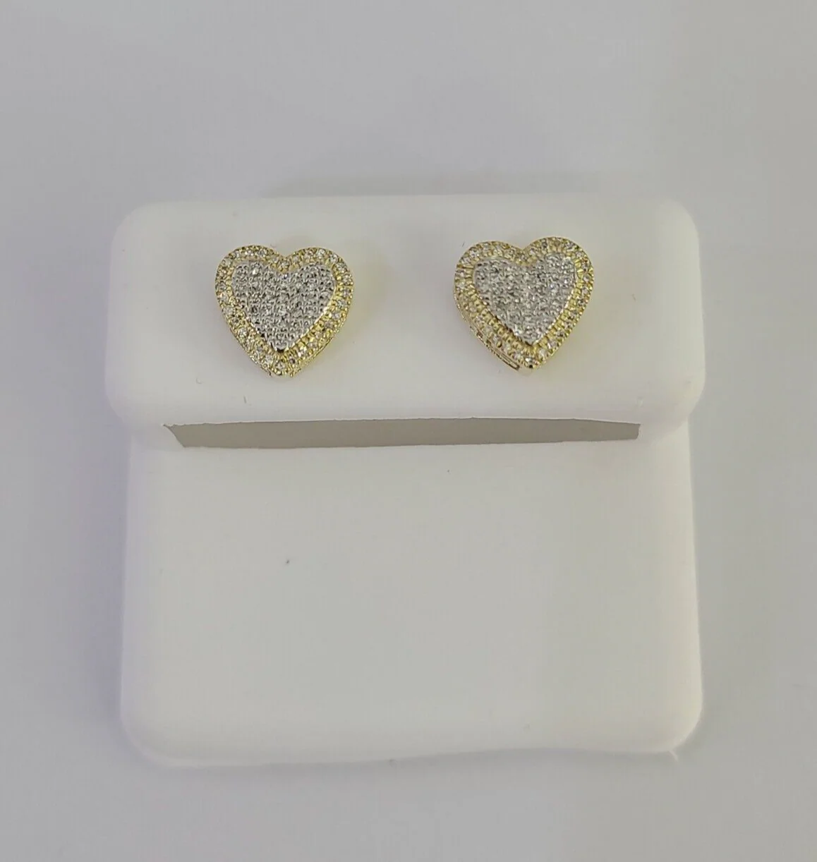 10k Heart Diamond Earrings Real Screw-Back Women Men Studs Yellow Gold - Image 7
