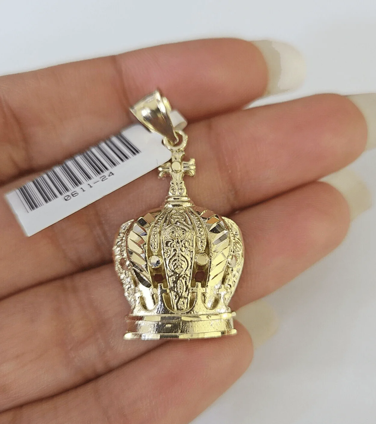 10K Imperial Crown Charm Pendant Real Yellow Gold Royal 1.5" Inch 10kt - Image 2