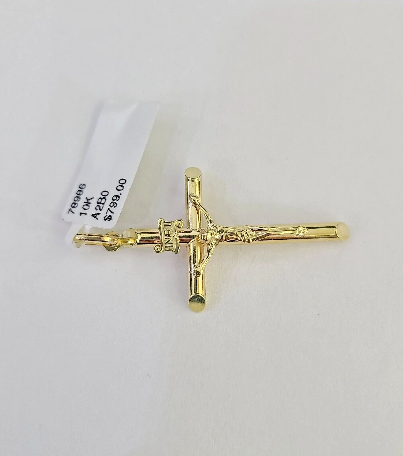 10K INRI Jesus Cross Pendant Crucifix Charm Yellow Gold Genuine Religious - Image 3