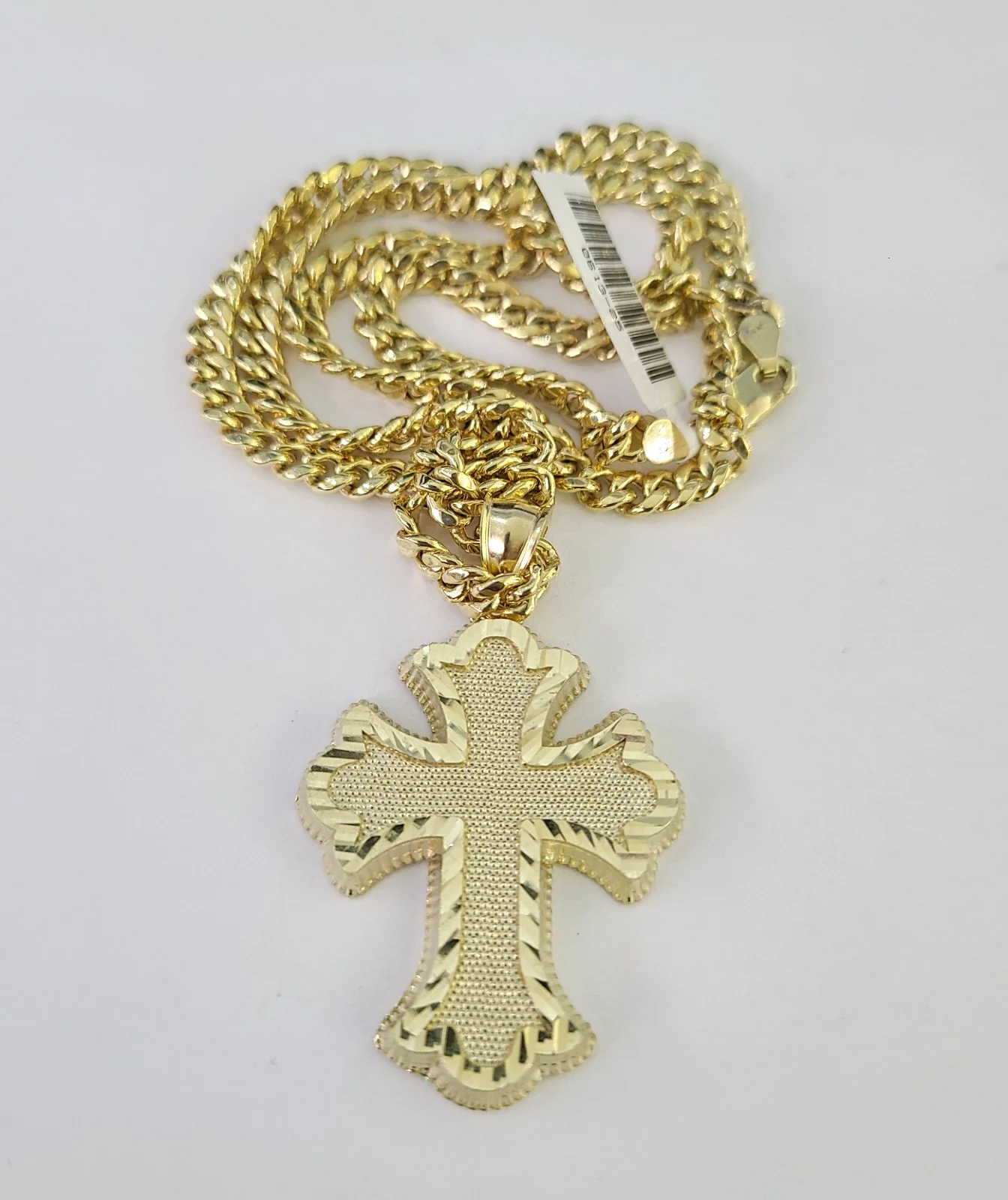 10k Jesus Cross Charm Miami Cuban Chain Pendant Set 5mm 18"28" Necklace Gold - Image 5