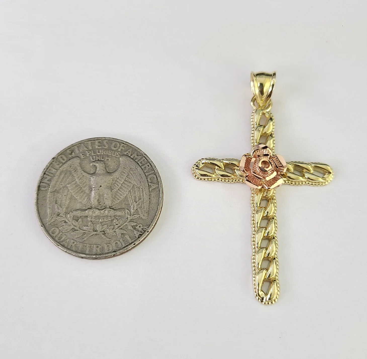 10k Jesus Cross Charm Miami Cuban Chain Pendant Set 5mm 18"28" Necklace Gold - Image 2