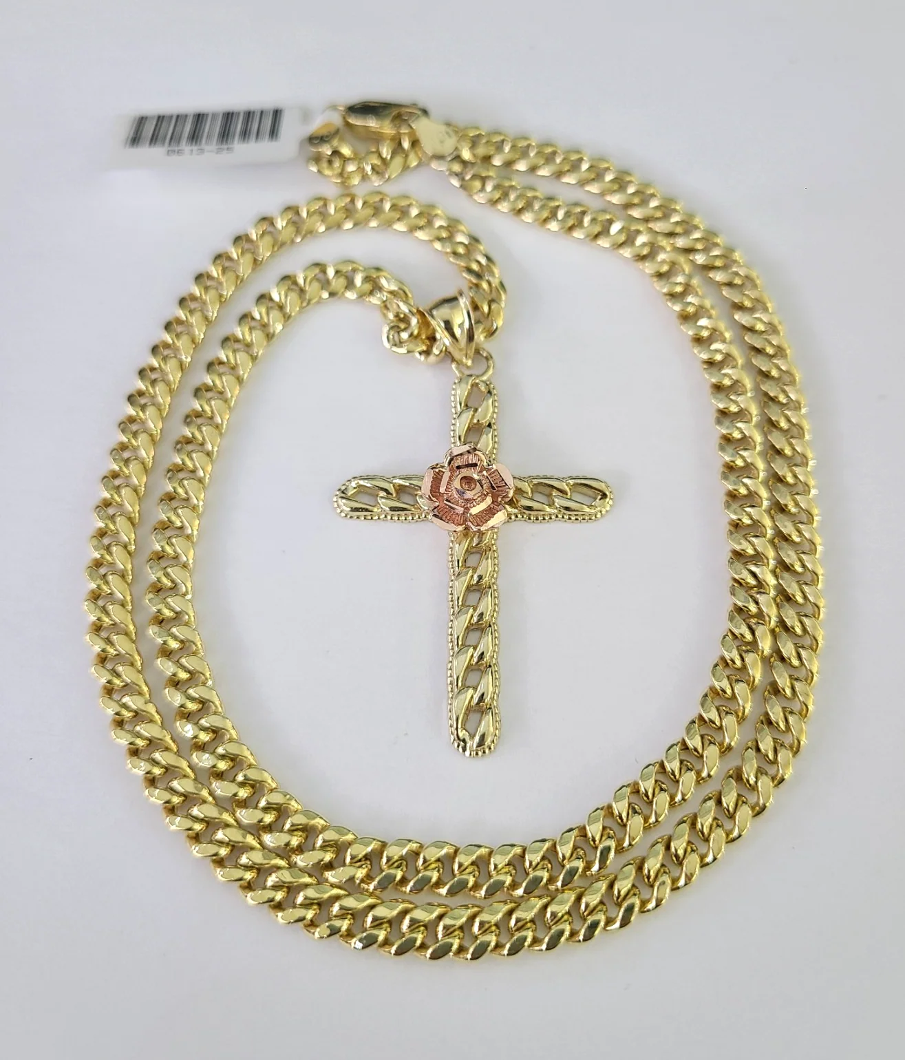 10k Jesus Cross Charm Miami Cuban Chain Pendant Set 5mm 18"28" Necklace Gold - Image 3