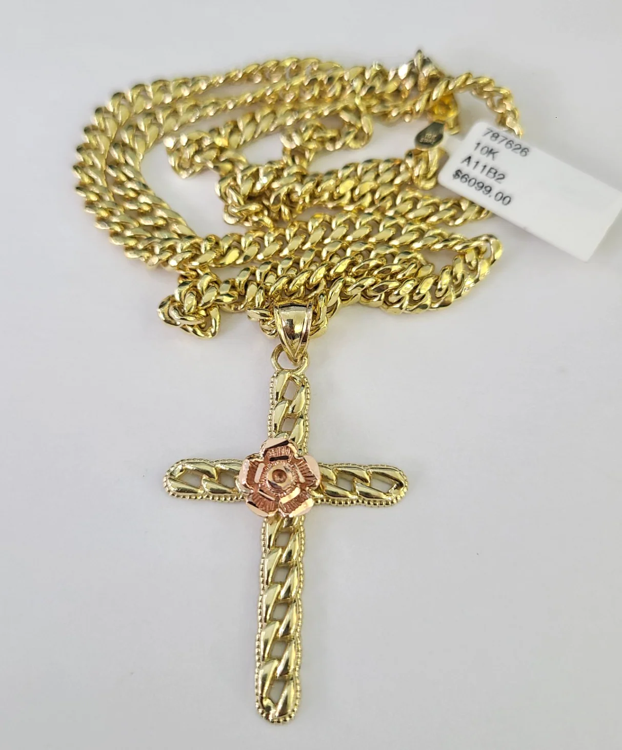 10k Jesus Cross Charm Miami Cuban Chain Pendant Set 5mm 18"28" Necklace Gold - Image 6