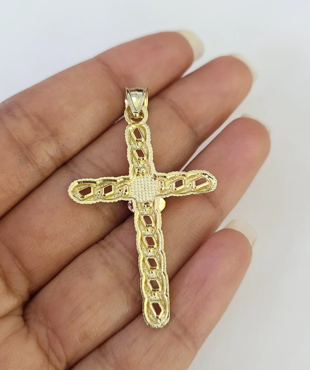 10k Jesus Cross Charm Miami Cuban Chain Pendant Set 5mm 18"28" Necklace Gold - Image 8