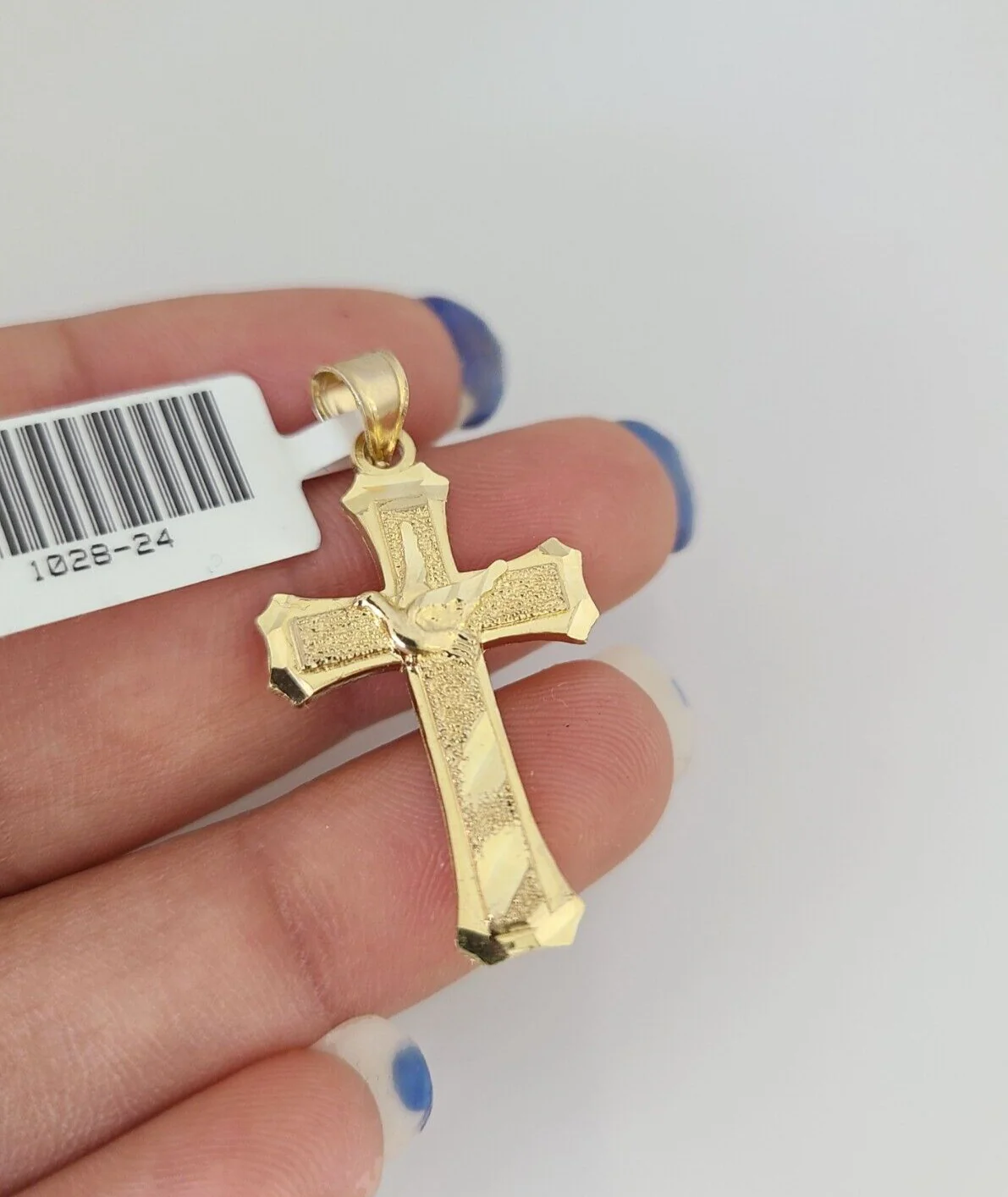 10k Jesus Cross Charm Pendant REAL 10Kt Religious Yellow Gold Genuine - Image 2
