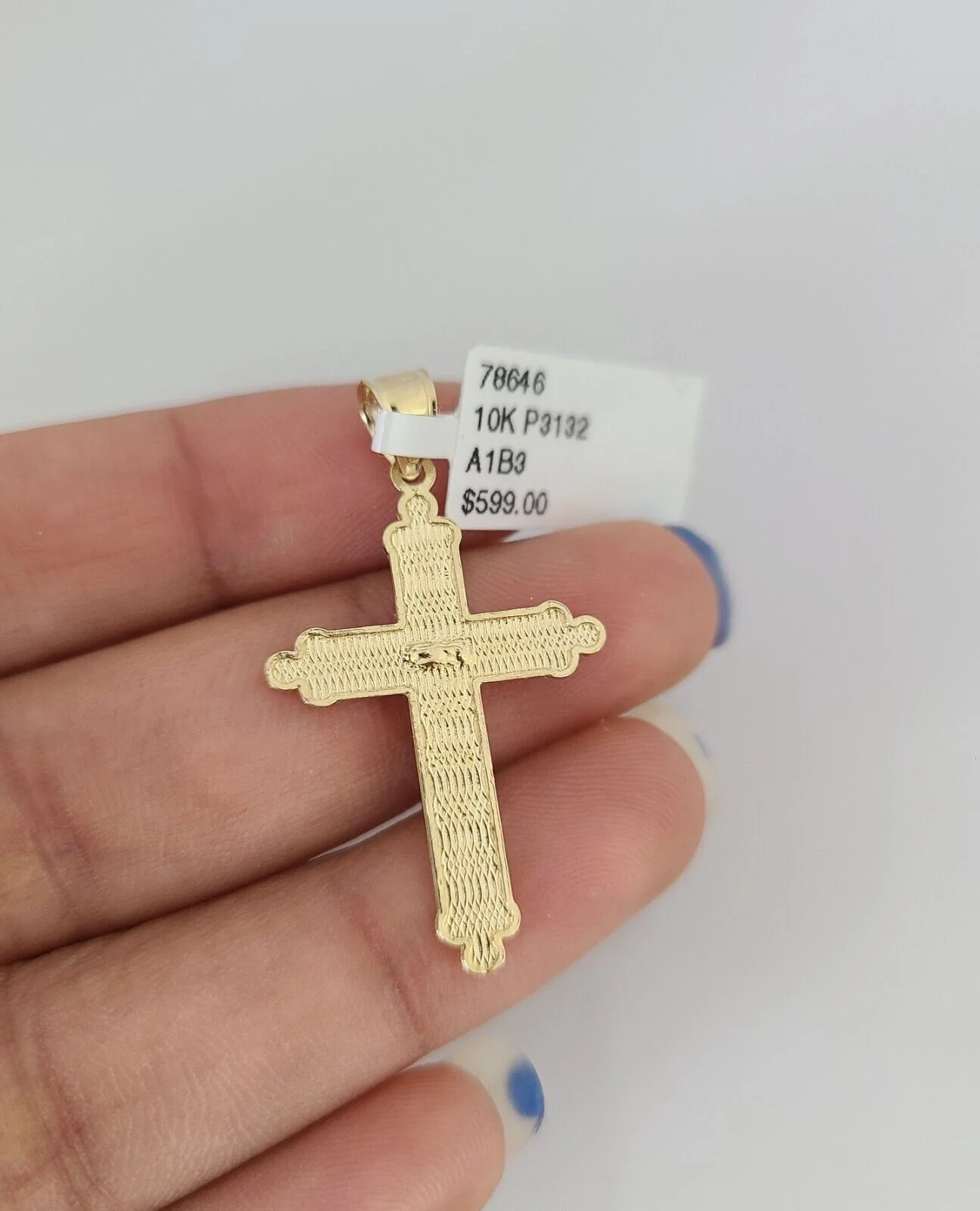 10k Jesus Cross Charm Pendant REAL 10Kt Religious Yellow Gold Genuine - Image 5