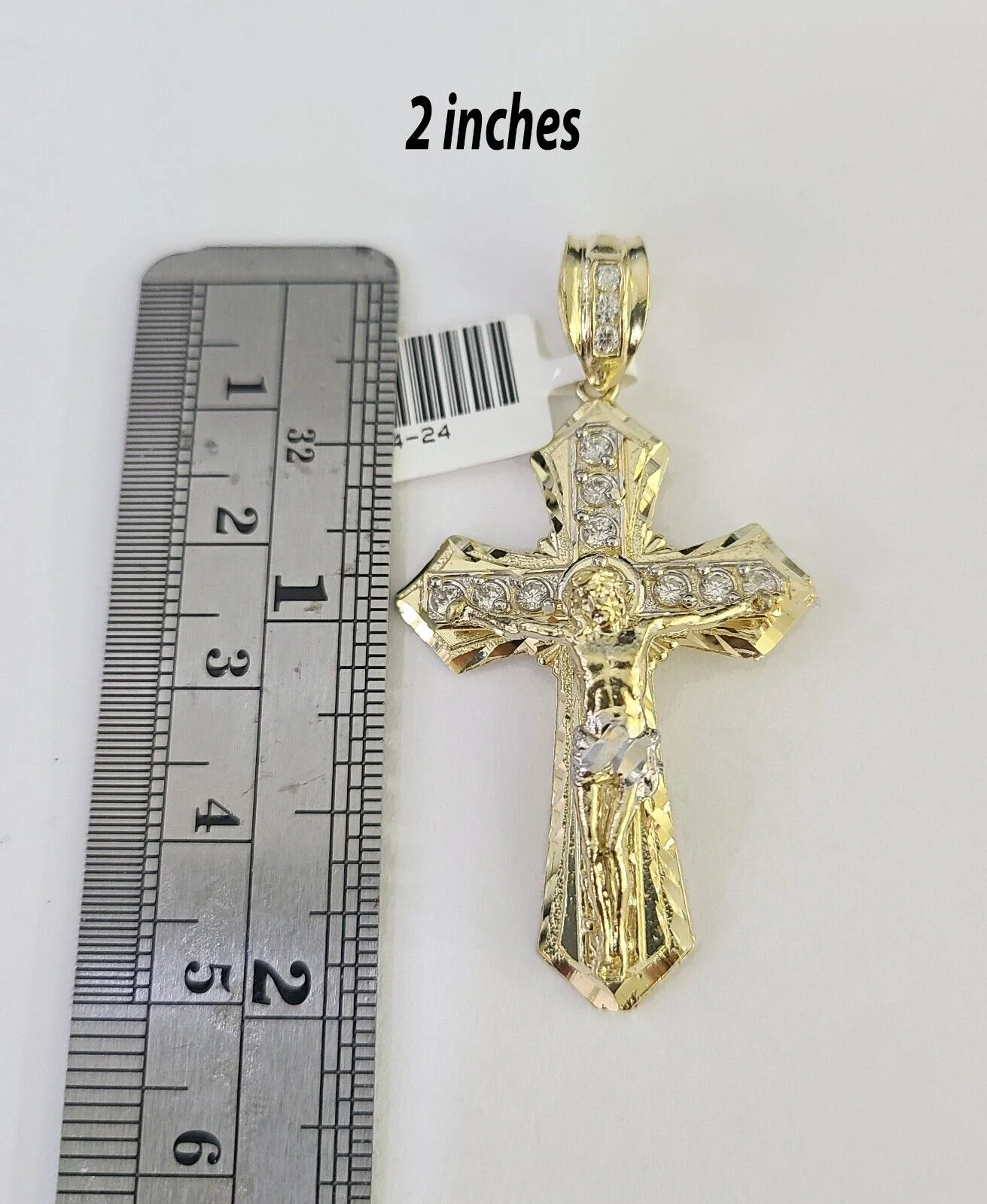 10k Jesus Cross Charm Pendant Yellow Gold Men Women 4" 3" 2" - Image 4