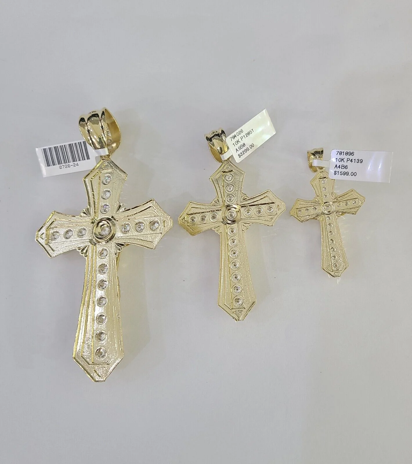 10k Jesus Cross Charm Pendant Yellow Gold Men Women 4" 3" 2" - Image 6
