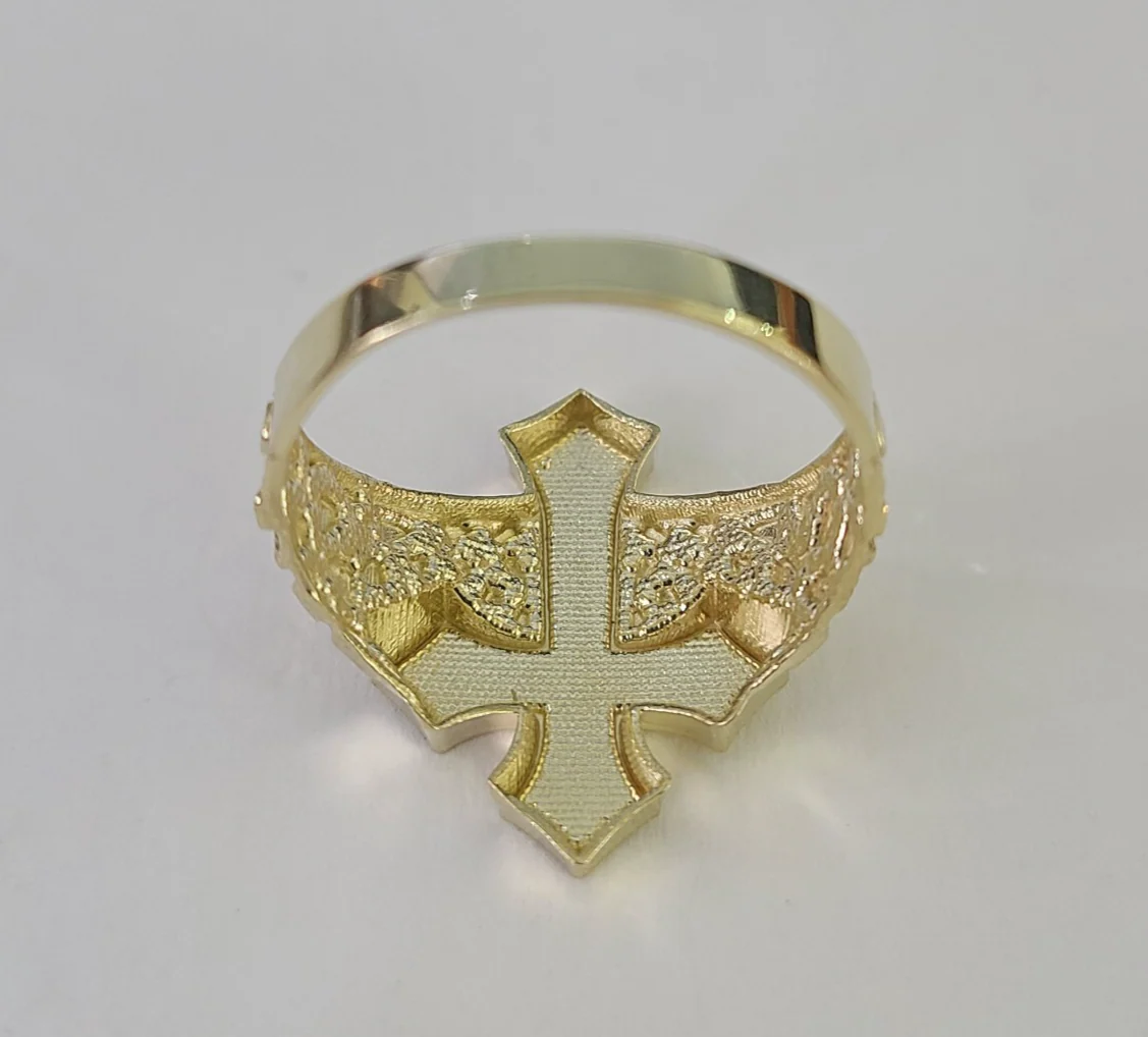 10k Jesus Cross Nugget Ring Casual Band Yellow Gold Genuine Brand New Religious All Sizes - Image 6