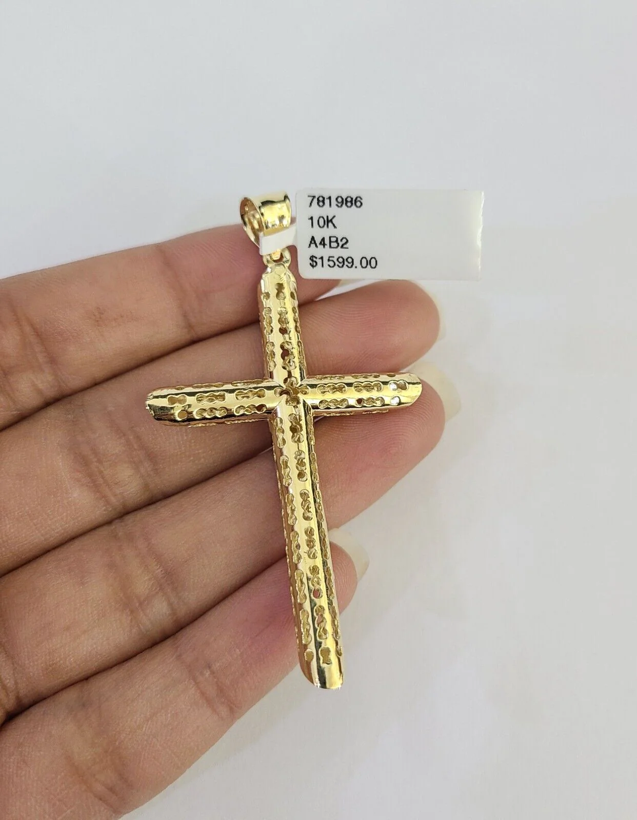 10K Jesus Cross Pendant Crucifix Charm 2.5 Inch Yellow Gold Genuine - Image 2