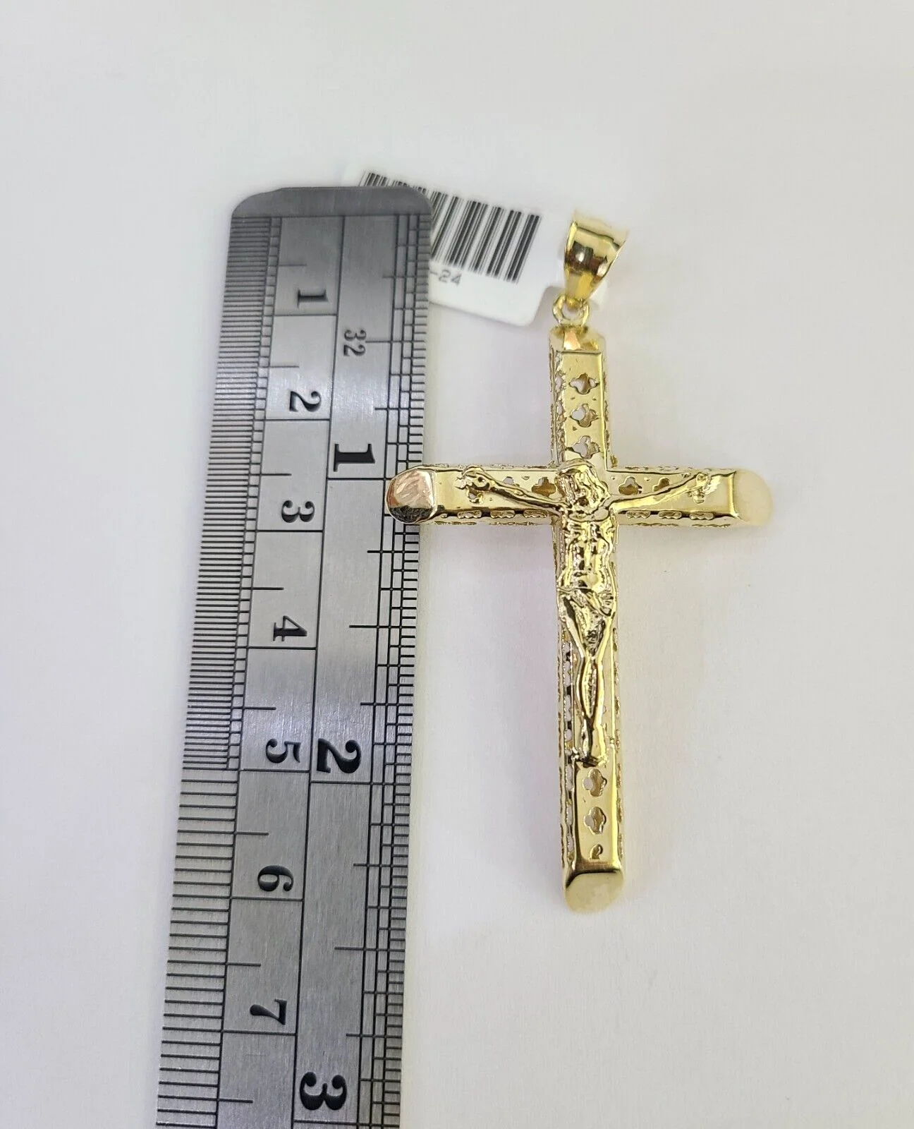 10K Jesus Cross Pendant Crucifix Charm 2.5 Inch Yellow Gold Genuine - Image 3