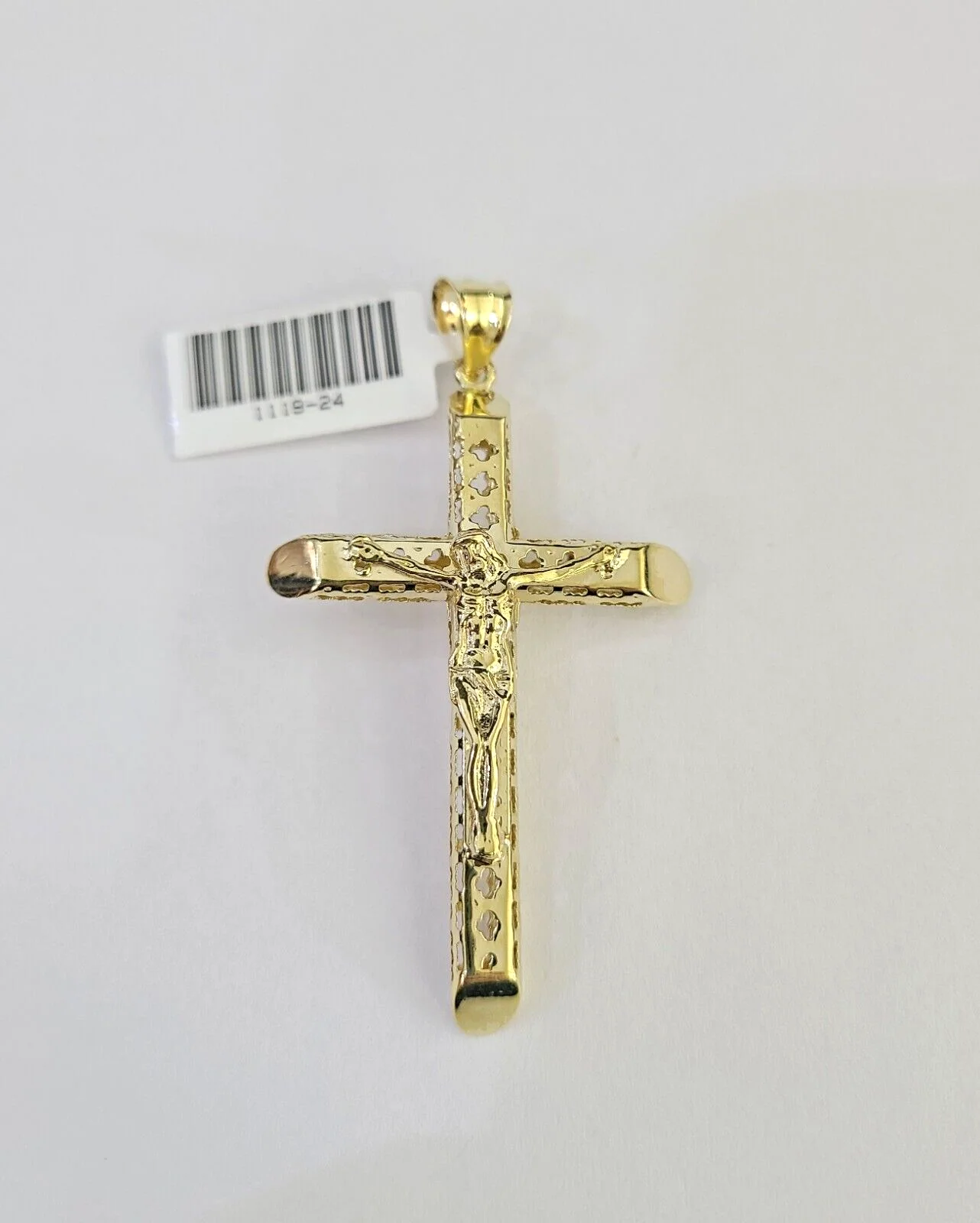 10K Jesus Cross Pendant Crucifix Charm 2.5 Inch Yellow Gold Genuine - Image 5