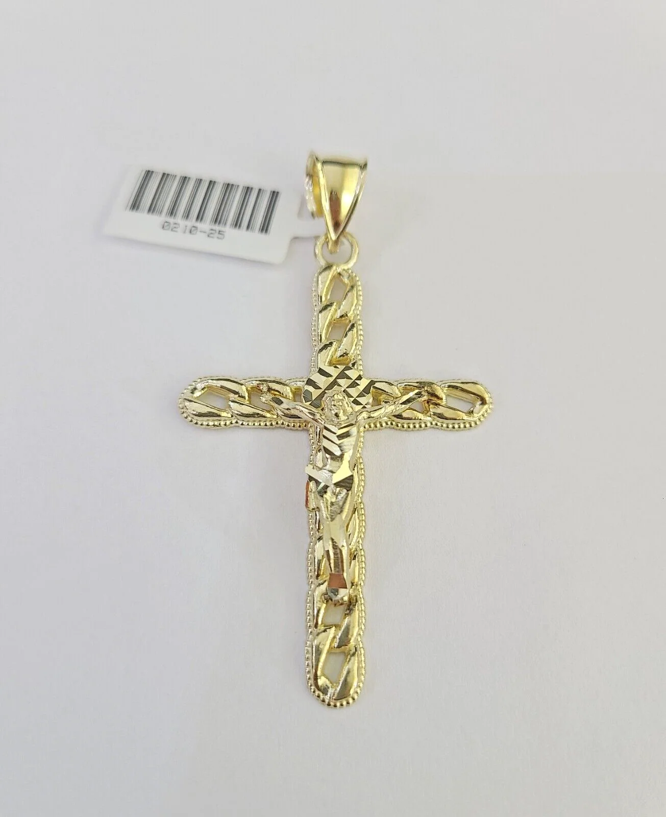 10K Jesus Cross Pendant Crucifix Charm 2.5 Inch Yellow Gold Genuine