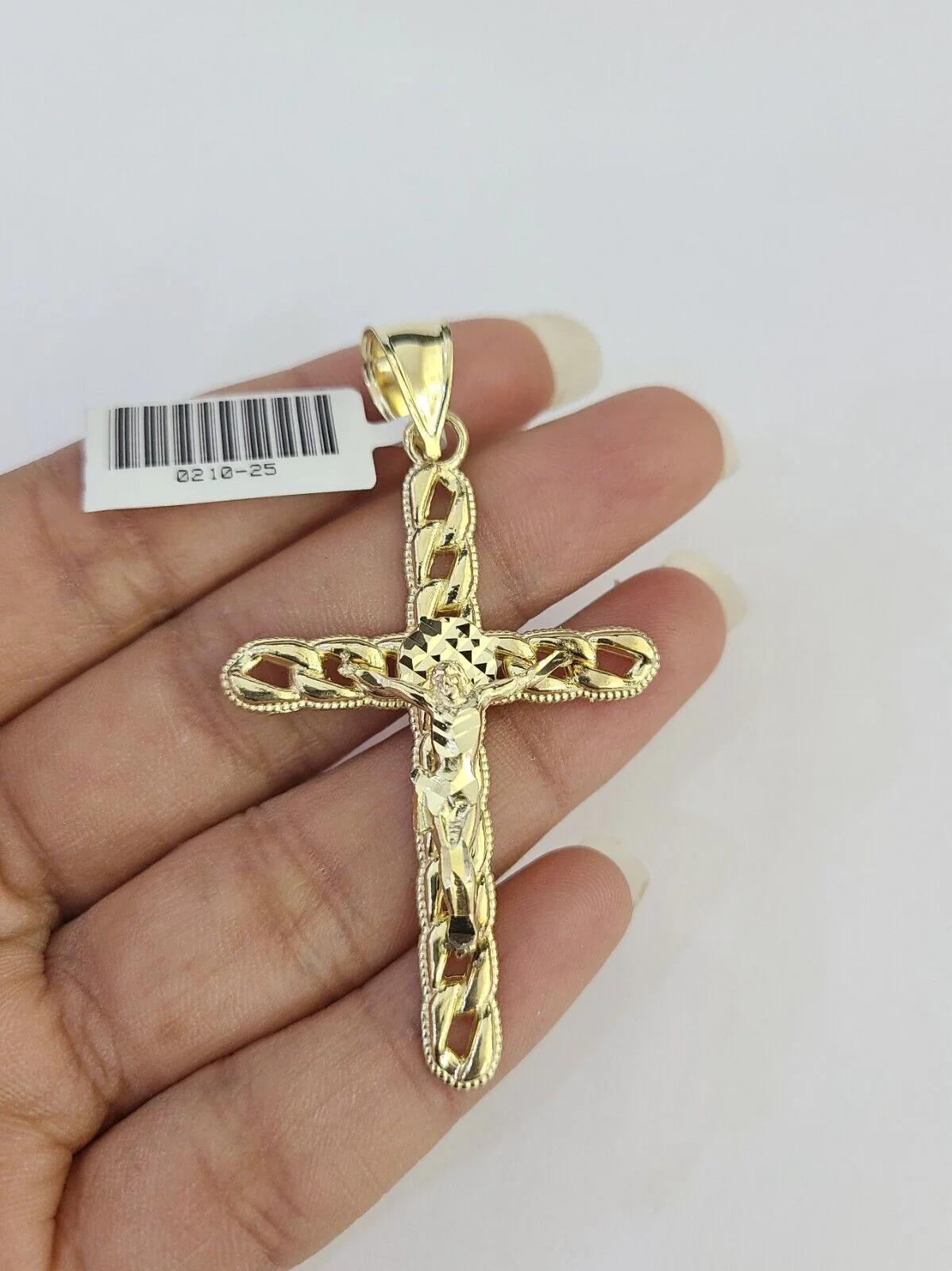 10K Jesus Cross Pendant Crucifix Charm 2.5 Inch Yellow Gold Genuine - Image 2