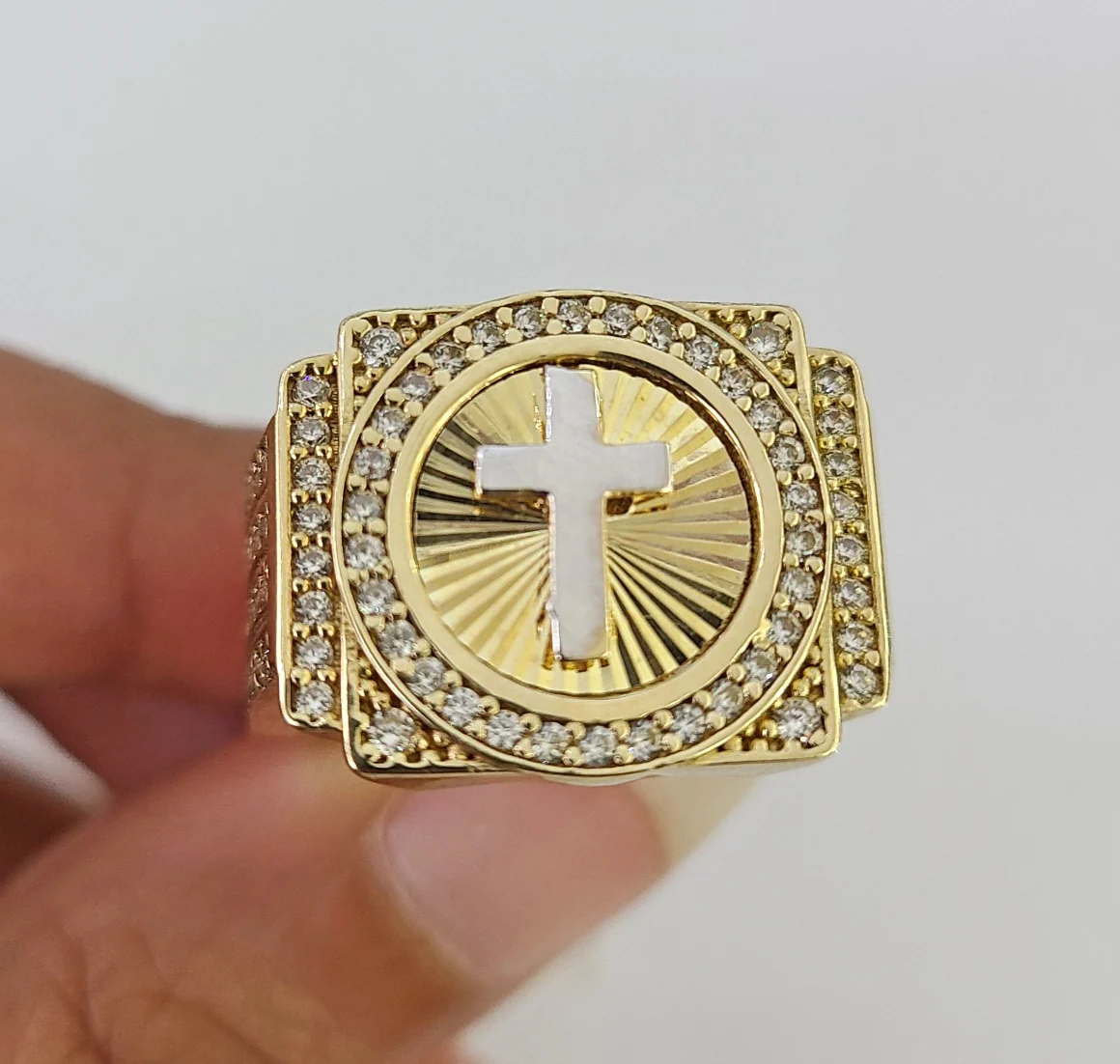 10k Jesus Cross Ring Casual Band Yellow Gold Genuine Brand New Religious All Sizes