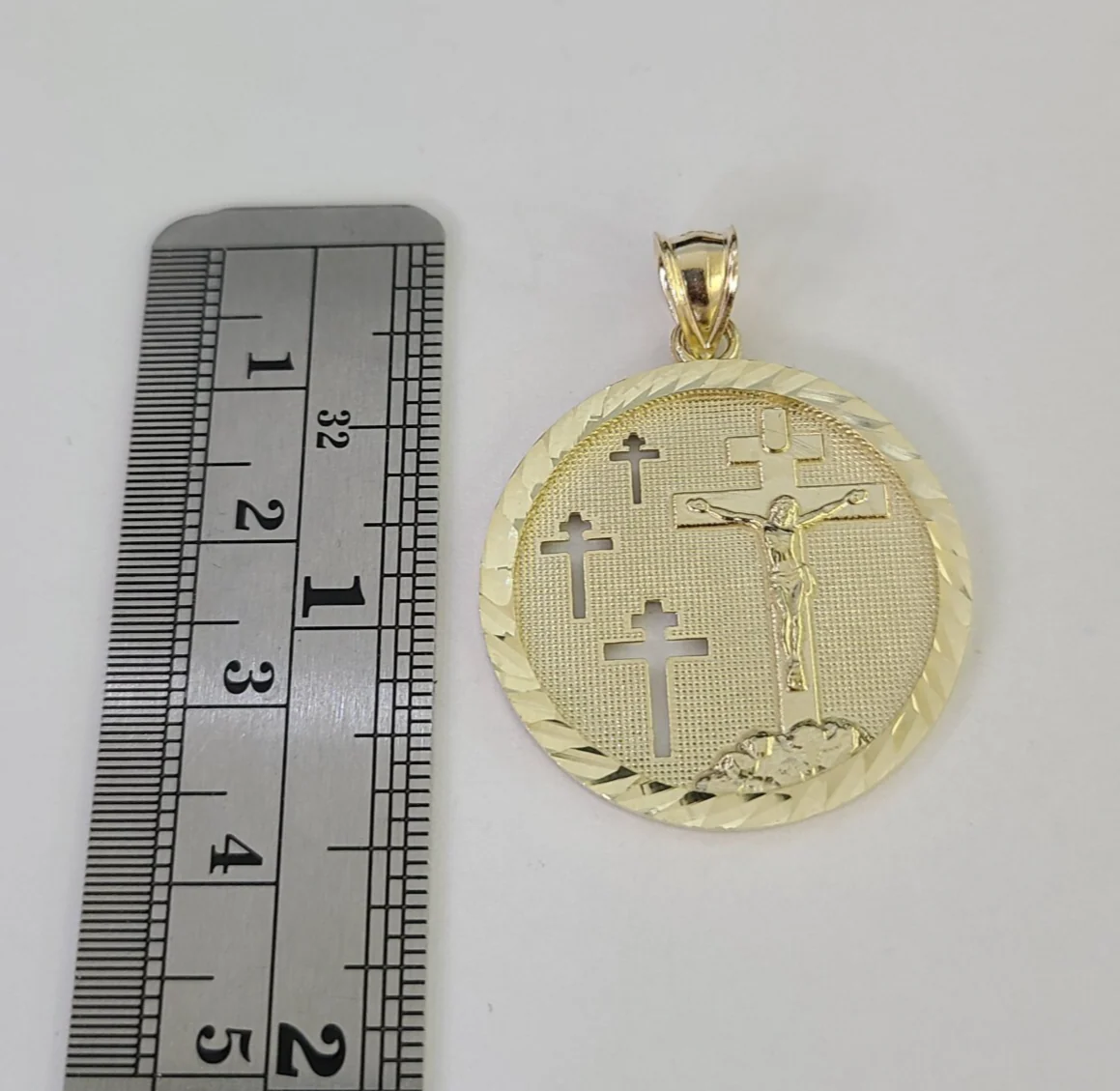 10k Jesus Crucifix Charm Pendant Medallion Religious REAL 10Kt Yellow Gold Real - Image 2