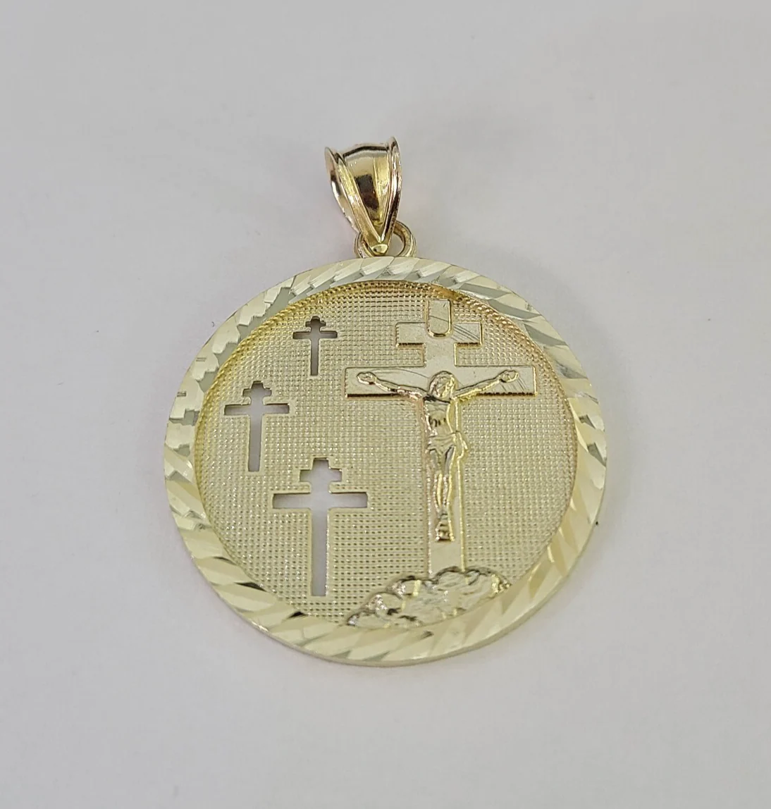 10k Jesus Crucifix Charm Pendant Medallion Religious REAL 10Kt Yellow Gold Real - Image 4