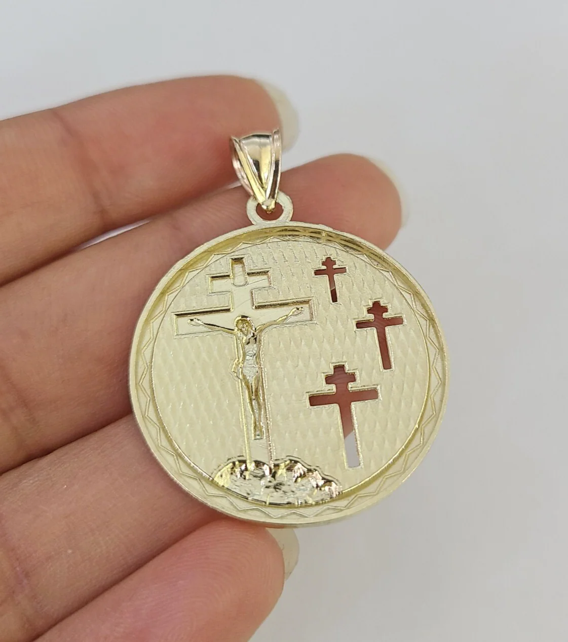 10k Jesus Crucifix Charm Pendant Medallion Religious REAL 10Kt Yellow Gold Real - Image 5