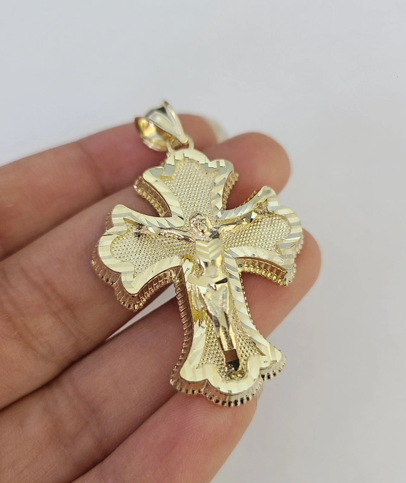 10k Jesus Crucifix Cross Charm Pendant Roman Religious REAL 10Kt Yellow Gold - Image 3