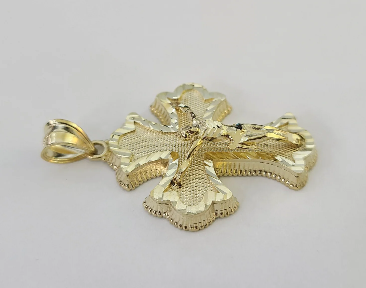 10k Jesus Crucifix Cross Charm Pendant Roman Religious REAL 10Kt Yellow Gold - Image 4