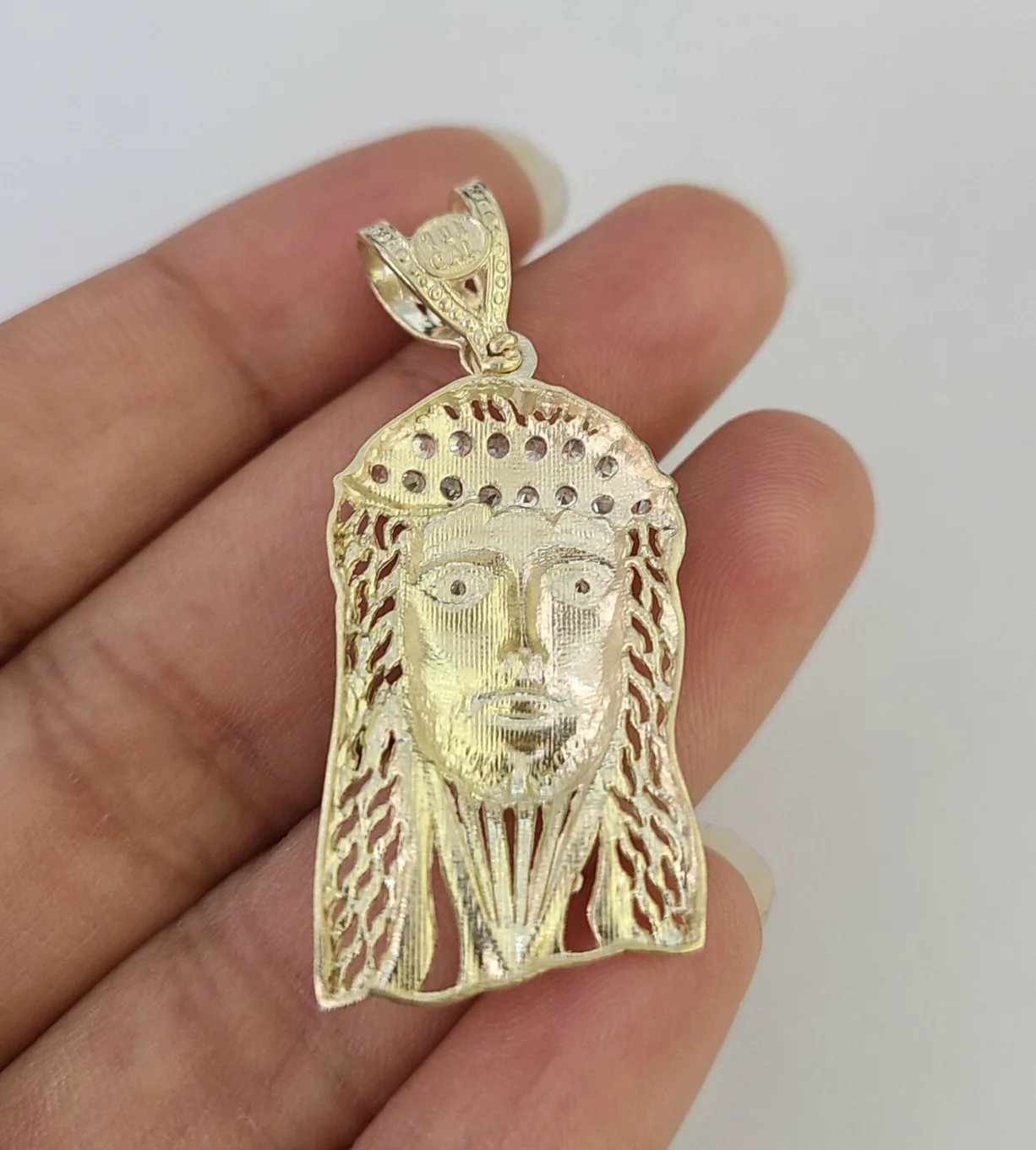 10k Jesus Head Charm Pendant Religious REAL 10Kt Yellow Gold Real Genuine - Image 5