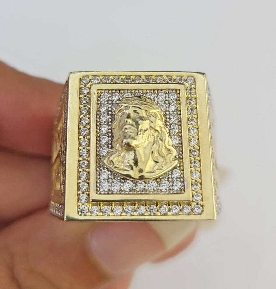 10k Jesus Head Ring Casual Band Yellow Gold Genuine Brand New All Sizes