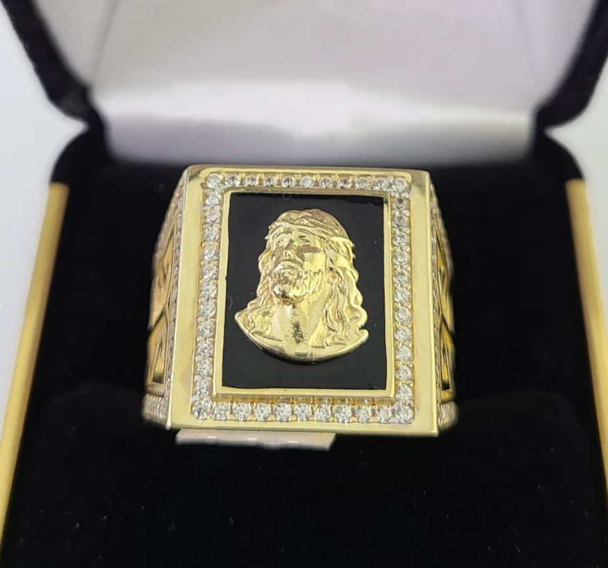 10k Jesus Head Ring Casual Band Yellow Gold Genuine Brand New Religious All Sizes - Image 3
