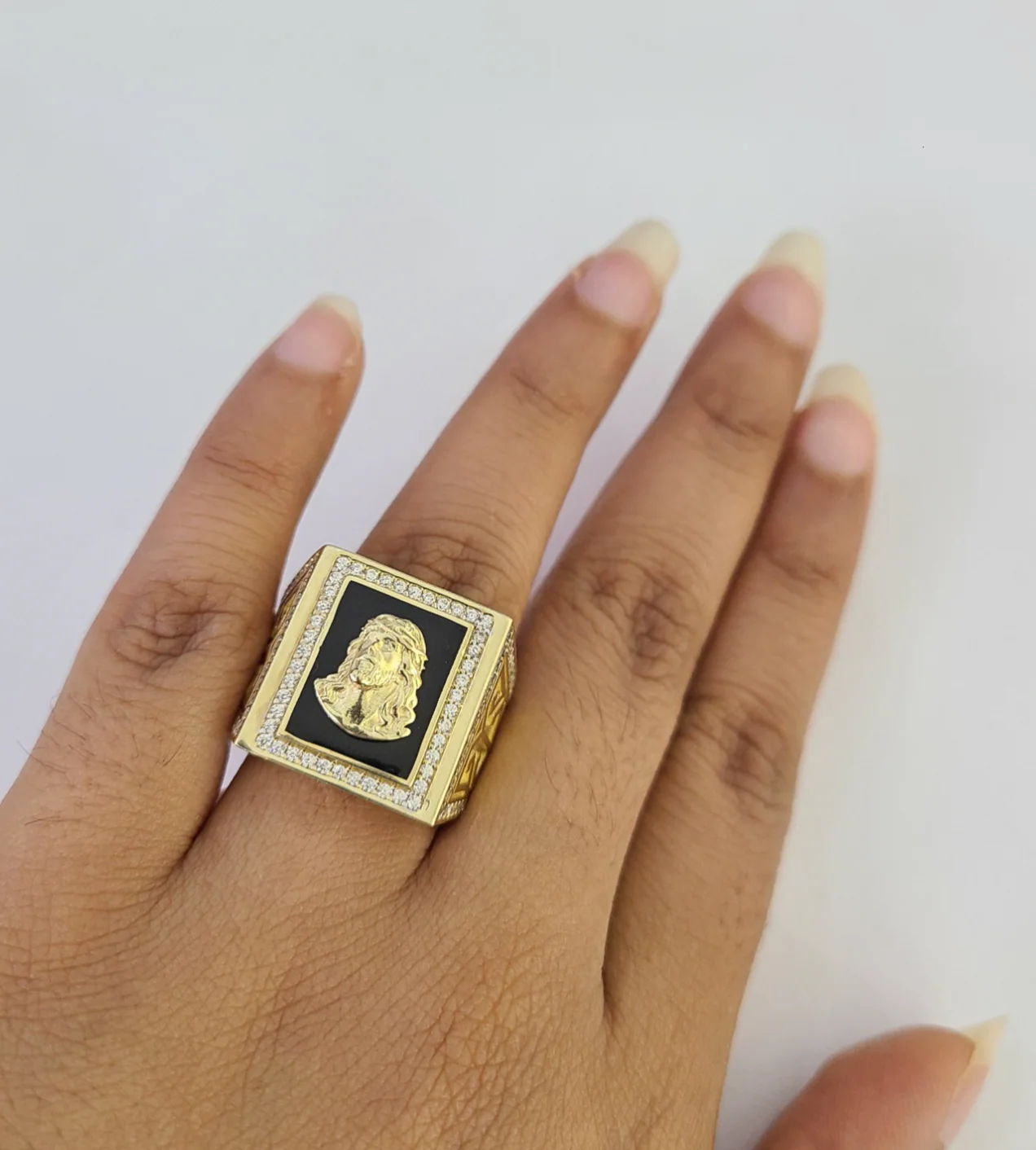 10k Jesus Head Ring Casual Band Yellow Gold Genuine Brand New Religious All Sizes - Image 4
