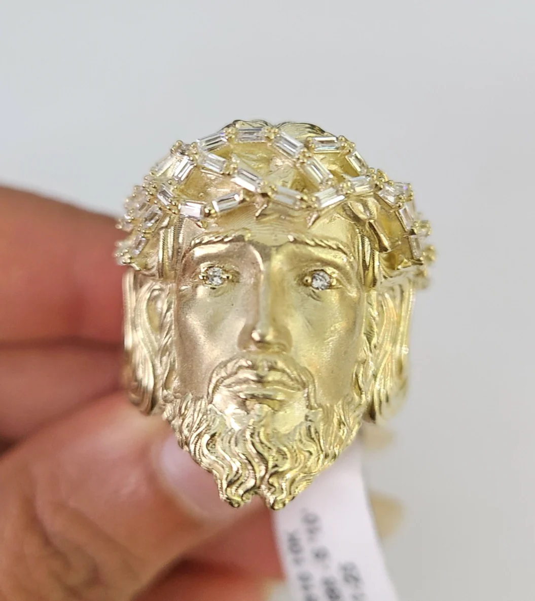 10k Jesus Head Ring Casual Band Yellow Gold Genuine Brand New Religious All Sizes - Image 3