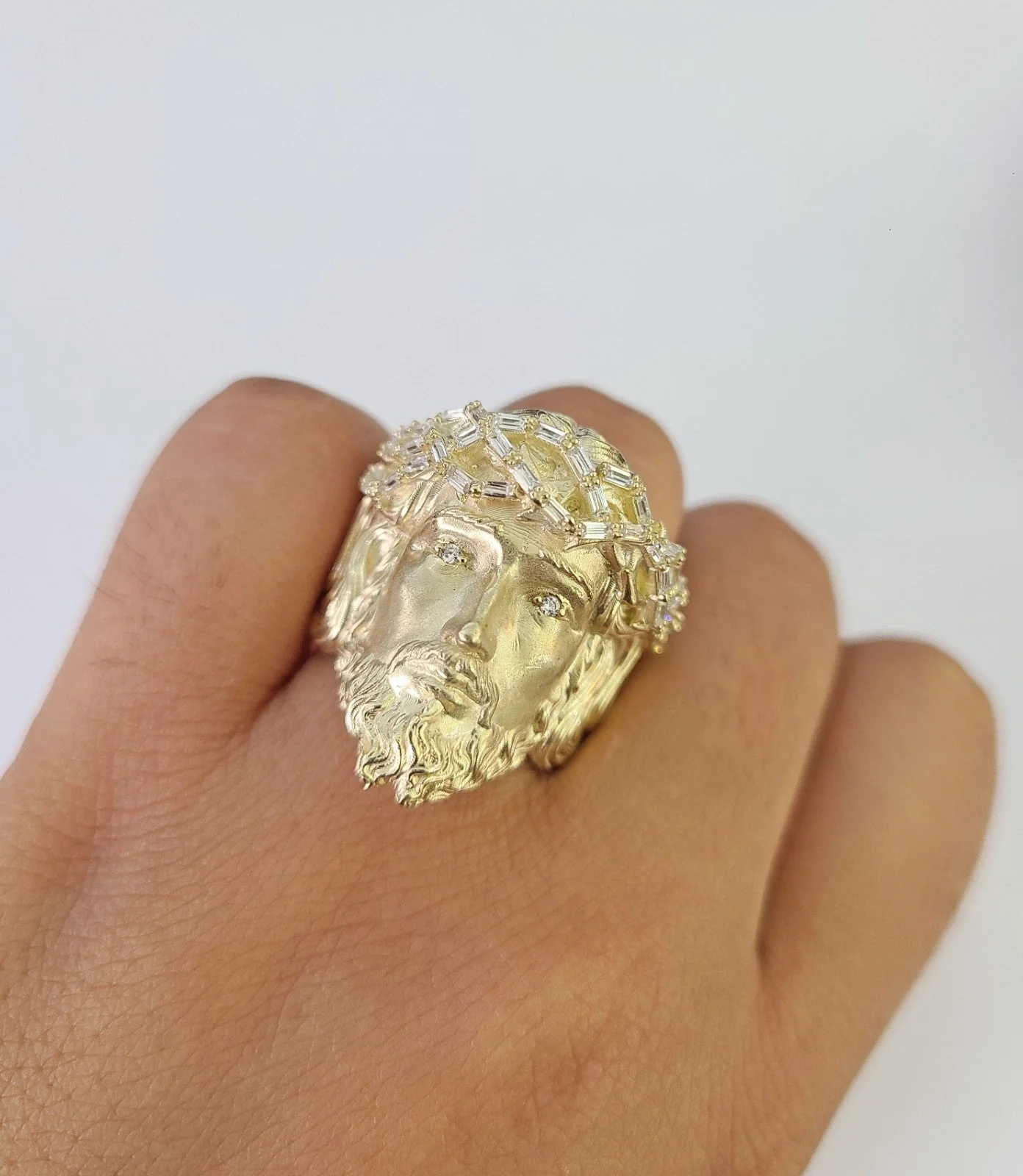 10k Jesus Head Ring Casual Band Yellow Gold Genuine Brand New Religious All Sizes - Image 5