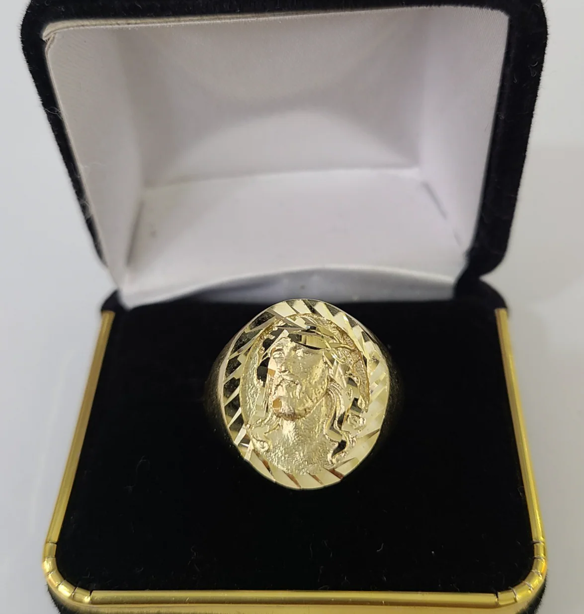 10k Jesus Head Ring Yellow Gold Men Real Genuine All Sizes
