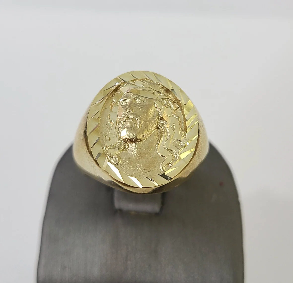 10k Jesus Head Ring Yellow Gold Men Real Genuine All Sizes - Image 2