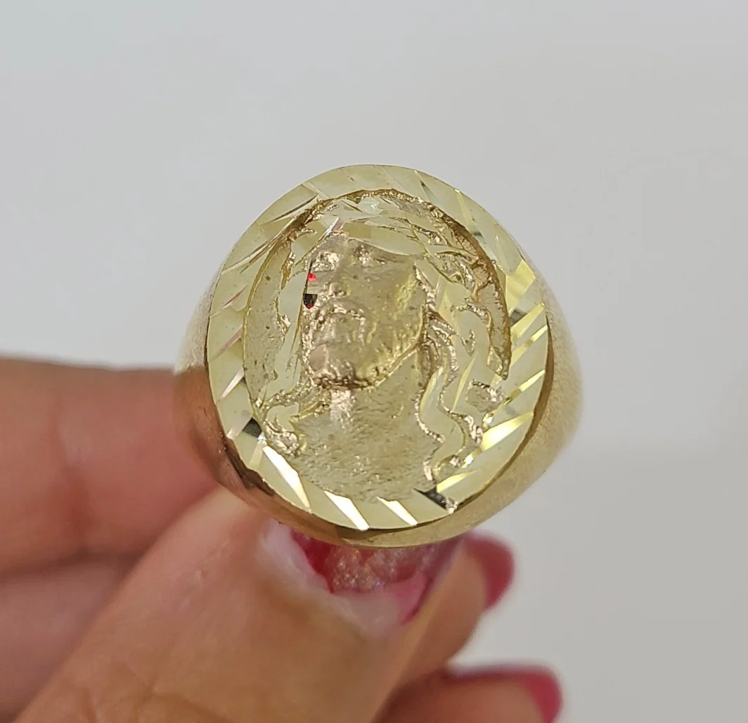 10k Jesus Head Ring Yellow Gold Men Real Genuine All Sizes - Image 5