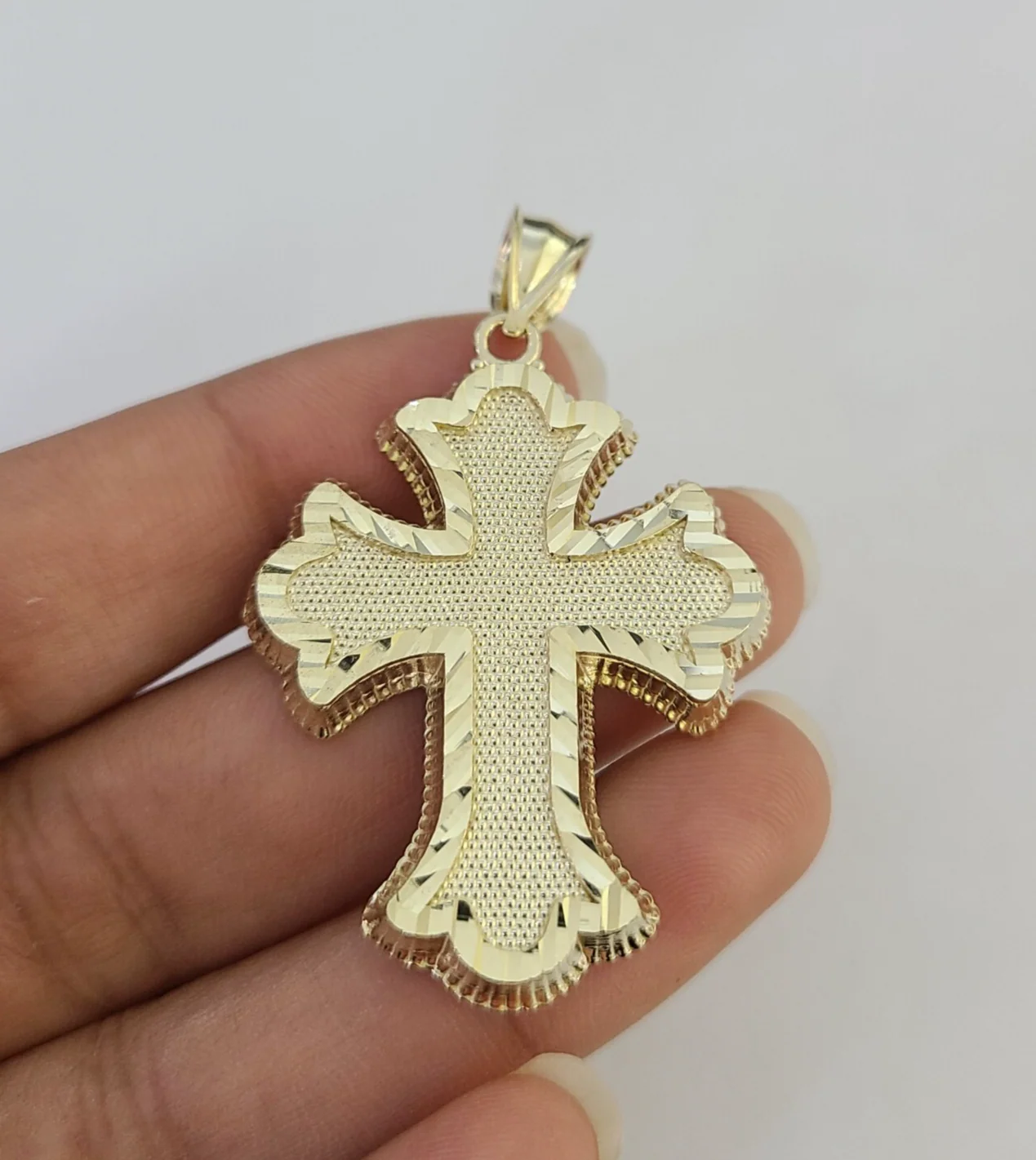 10k Jesus Roman Cross Charm Pendant Religious REAL 10Kt Yellow Gold