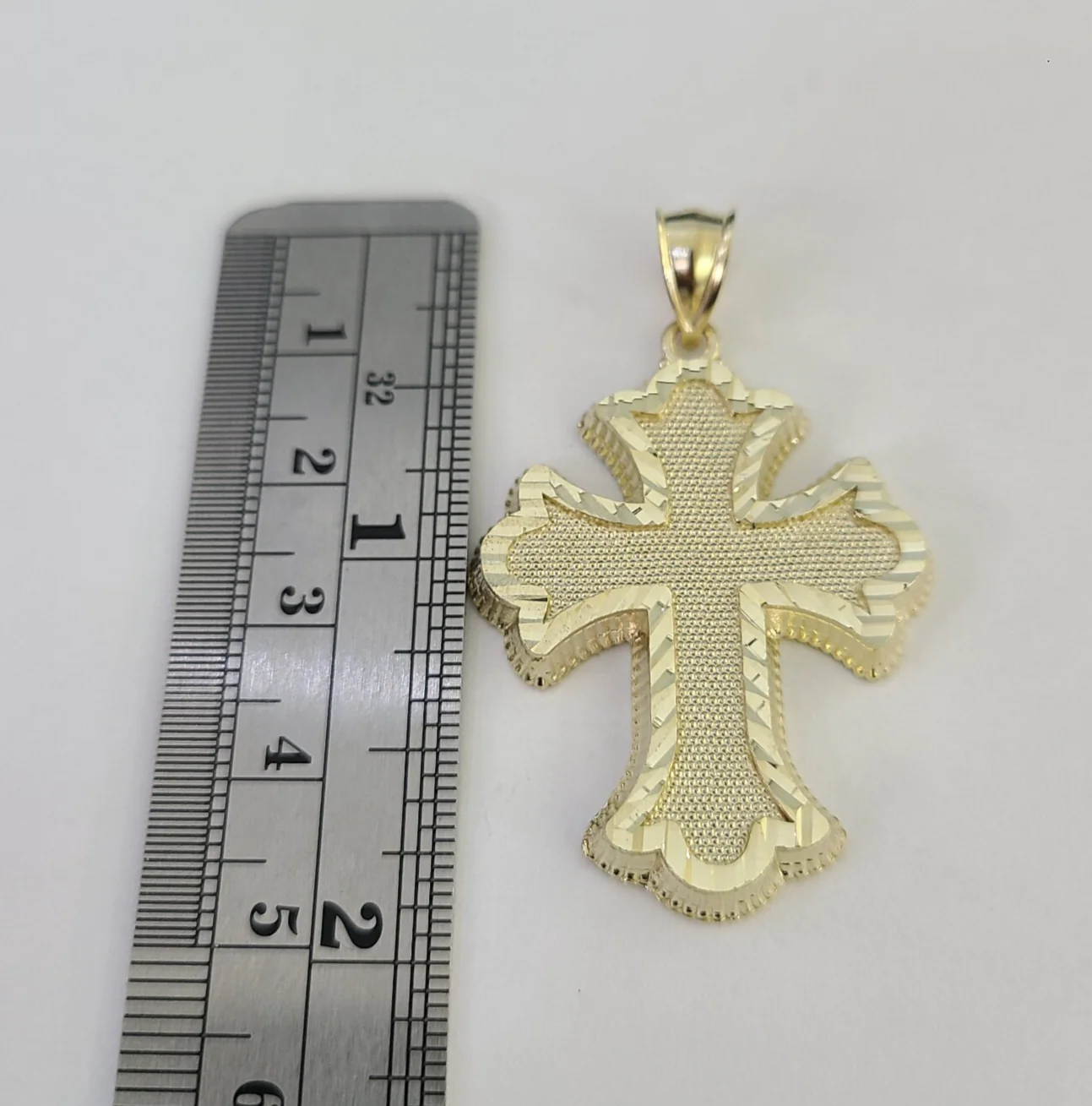 10k Jesus Roman Cross Charm Pendant Religious REAL 10Kt Yellow Gold - Image 2