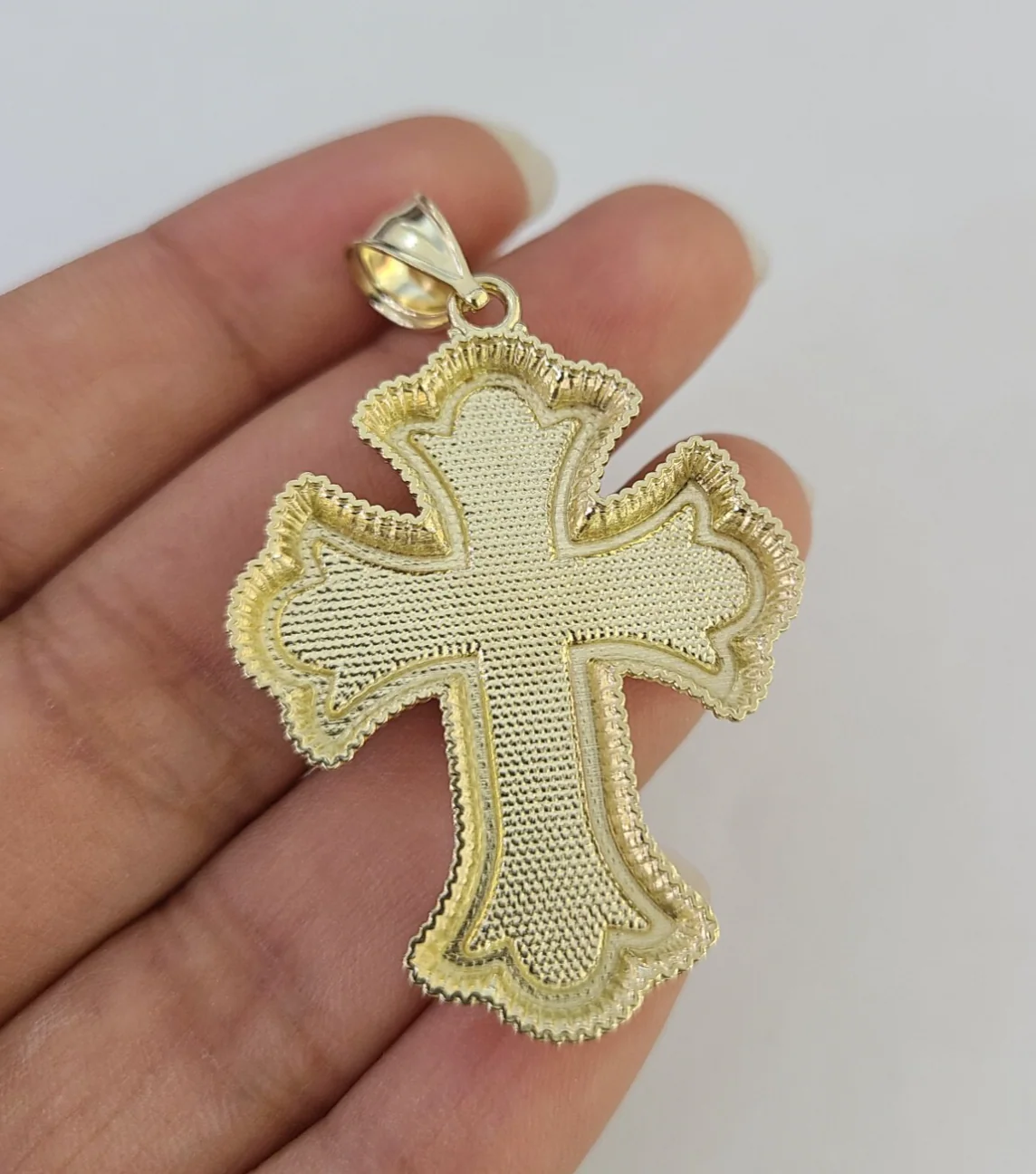 10k Jesus Roman Cross Charm Pendant Religious REAL 10Kt Yellow Gold - Image 5