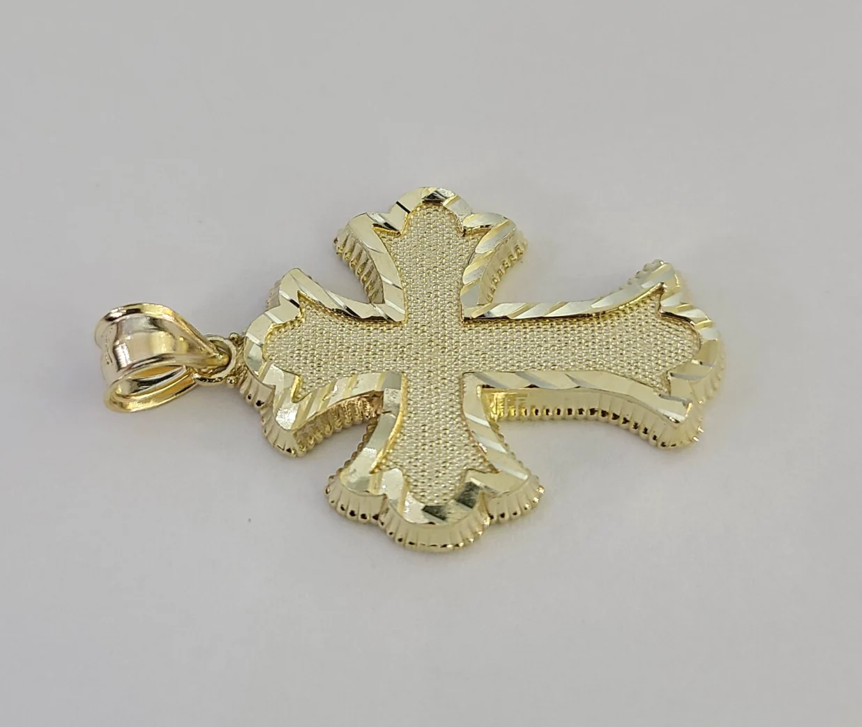 10k Jesus Roman Cross Charm Pendant Religious REAL 10Kt Yellow Gold - Image 3