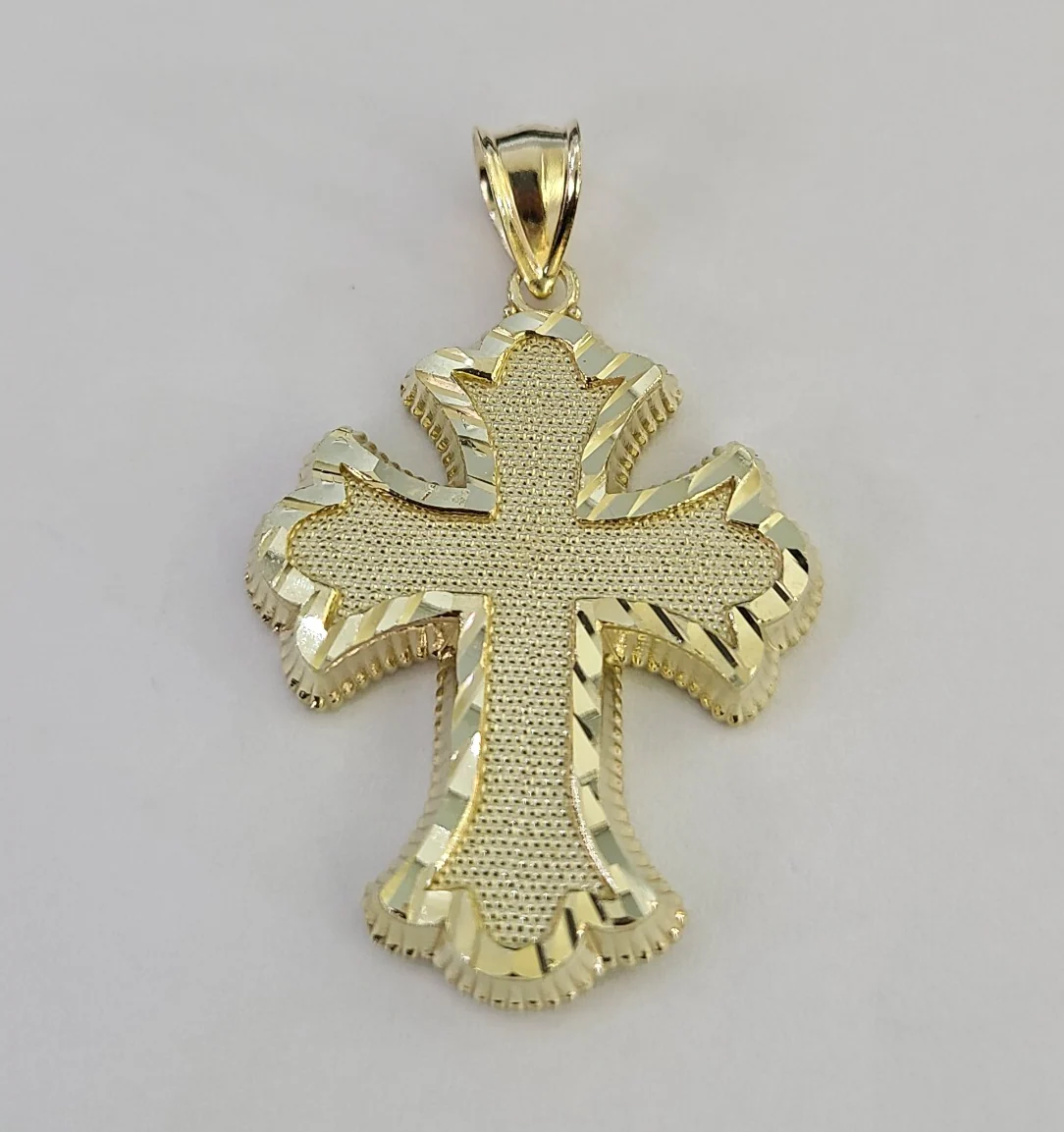 10k Jesus Roman Cross Charm Pendant Religious REAL 10Kt Yellow Gold - Image 4