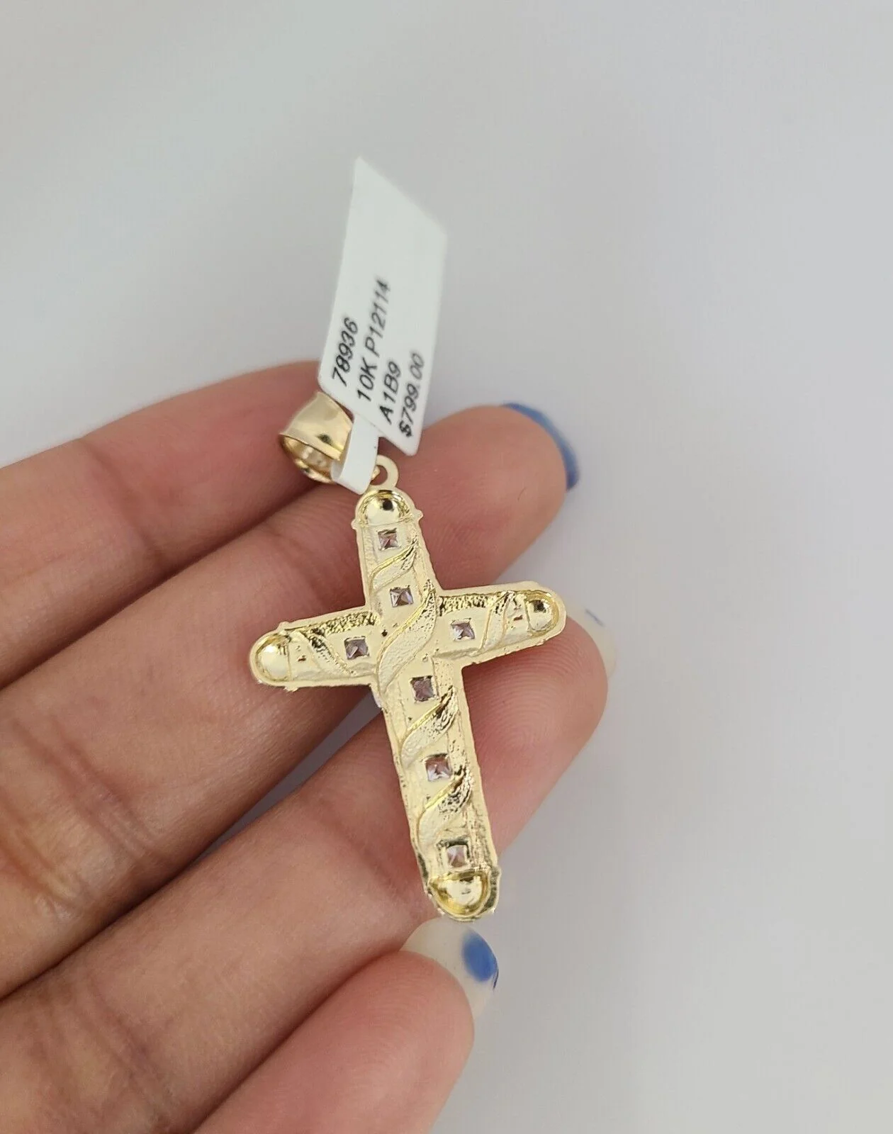 10k Jesus Spiral Cross Charm Pendant REAL 10Kt Religious Yellow Gold Genuine - Image 4