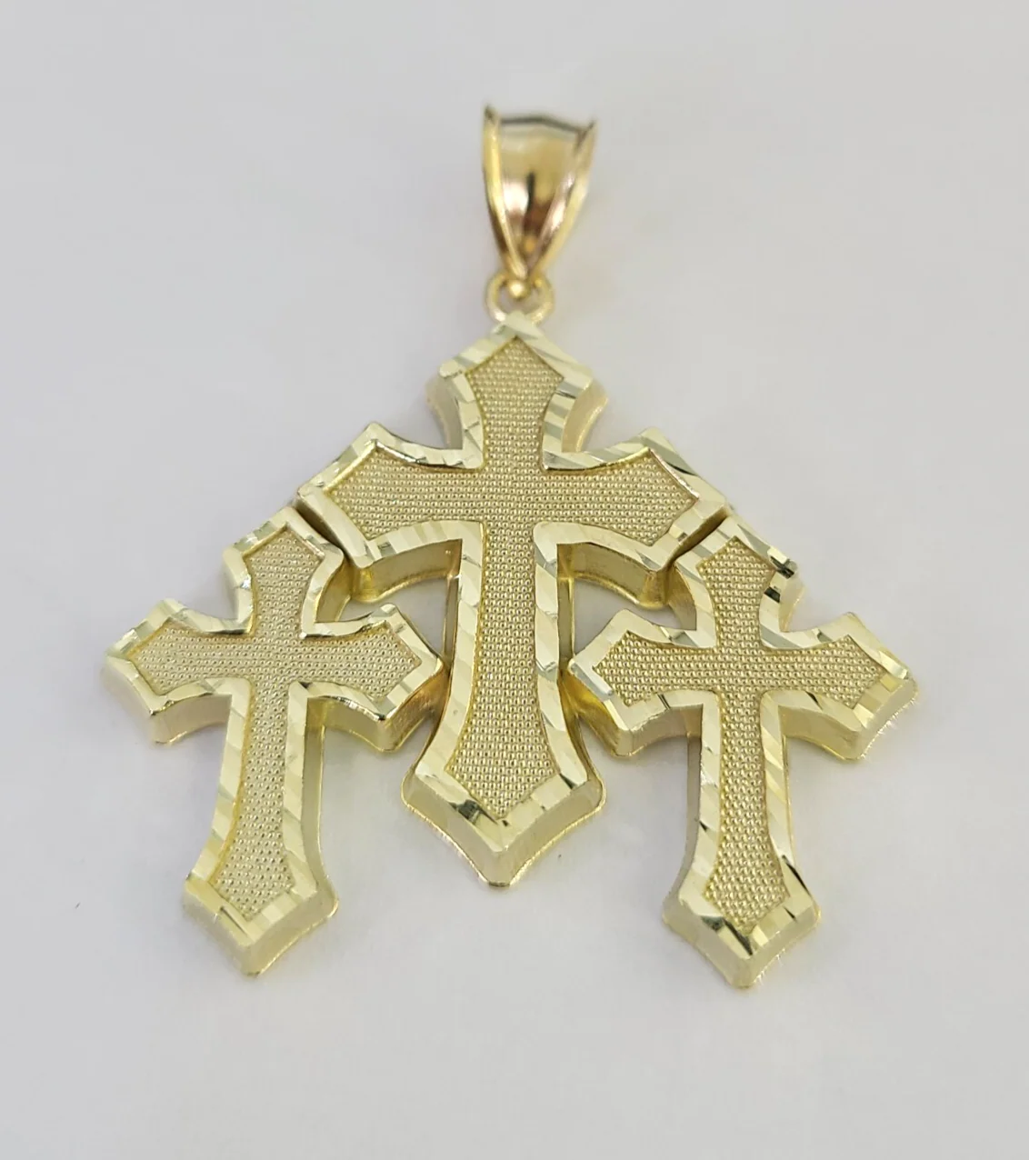 10k Jesus Triple Cross Charm Pendant Roman Religious REAL 10Kt Yellow Gold - Image 5