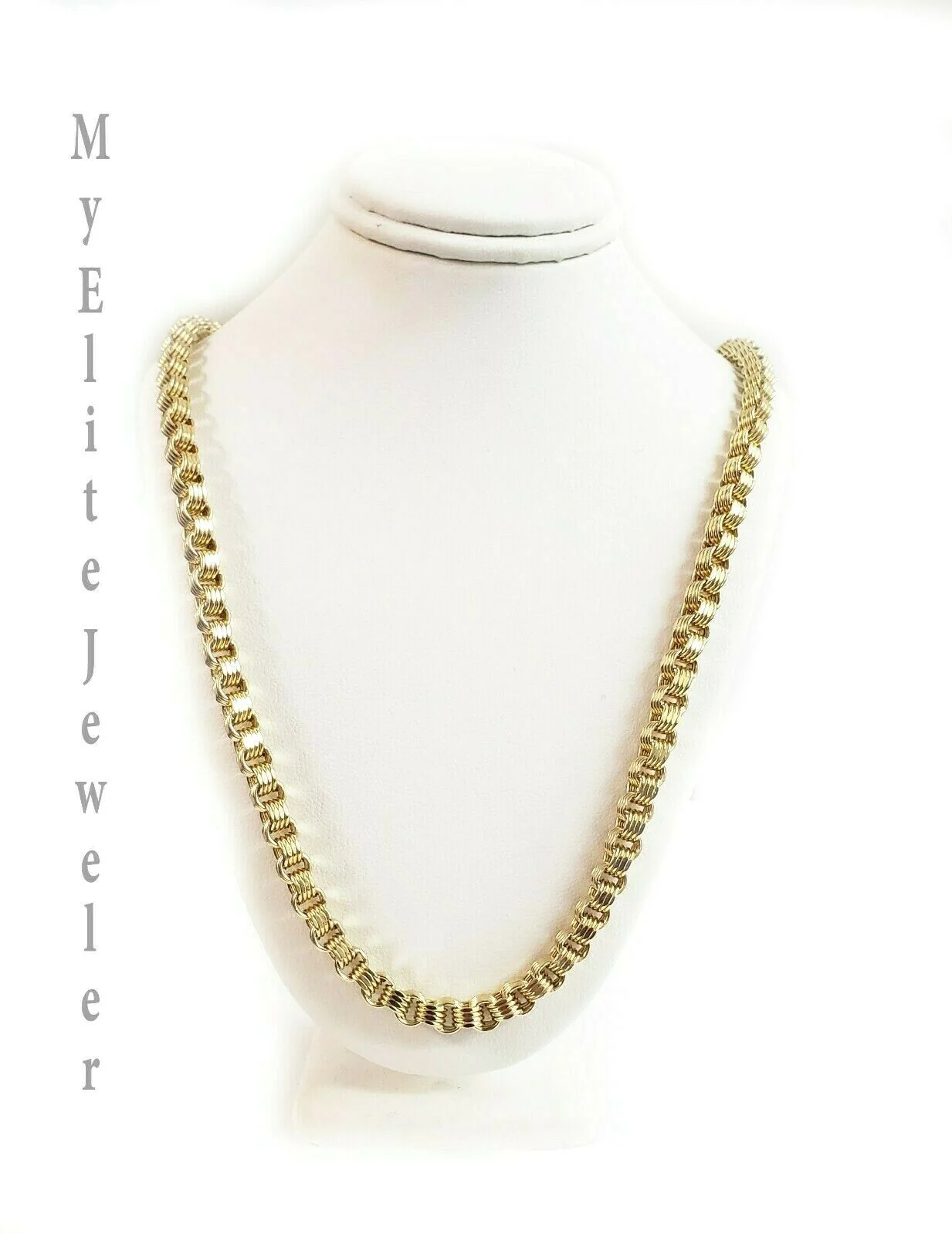 10K Ladies Men's Byzantine Chain Necklace Yellow Gold 5 mm 22 Inch Lobster Lock - Image 2