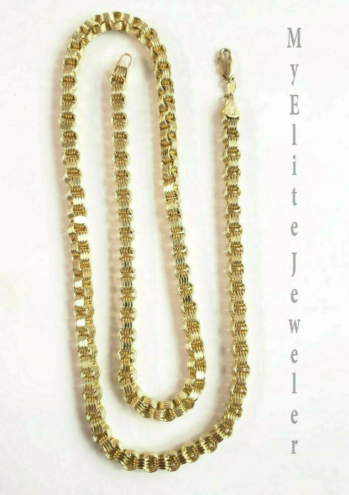 10K Ladies Men's Byzantine Chain Necklace Yellow Gold 5 mm 22 Inch Lobster Lock - Image 3
