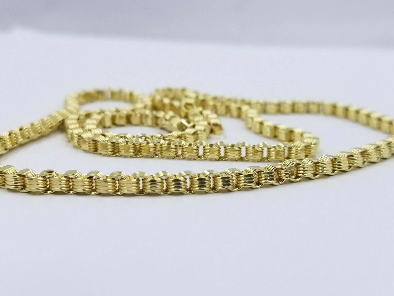 10K Ladies Men's Byzantine Chain Necklace Yellow Gold 5 mm 22 Inch Lobster Lock - Image 6