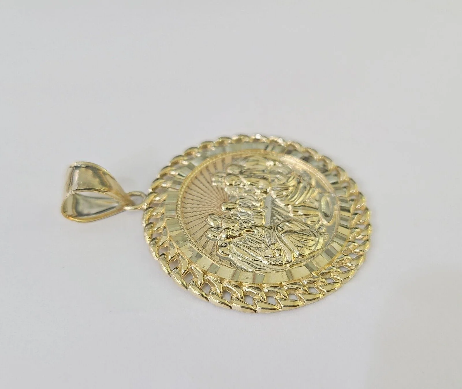 10k Last Supper Charm Pendant Medallion Yellow Gold Diamond Cut 2.25" - Image 6